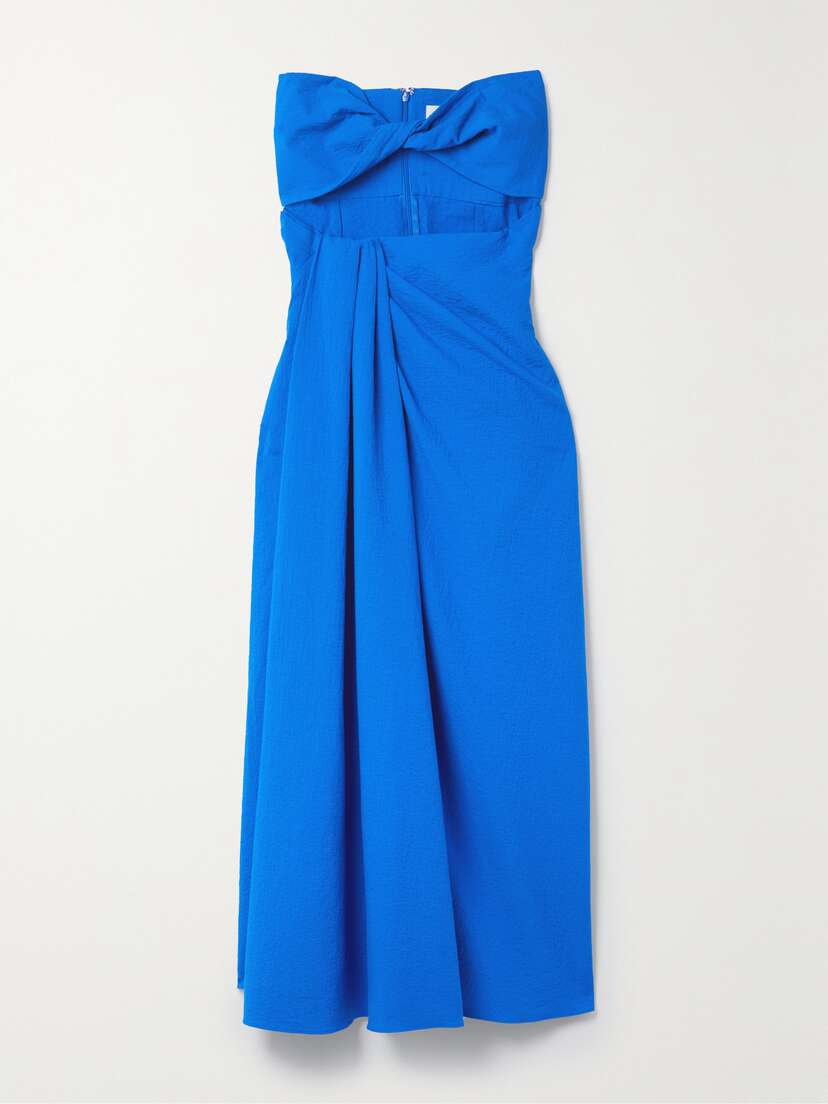 Mara Hoffman + Net Sustain Samara Strapless Cutout Organic Cotton-seersucker Midi Dress