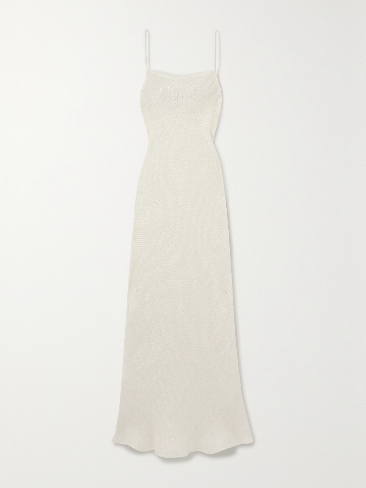 LESET Stella Sequin-embellished Linen-blend Gauze Maxi Dress - White