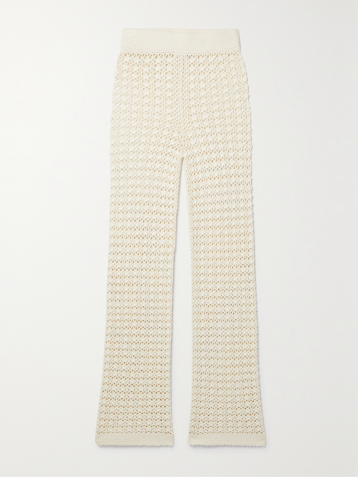 LESET Lucy Crocheted Cotton Straight-leg Pants - Cream