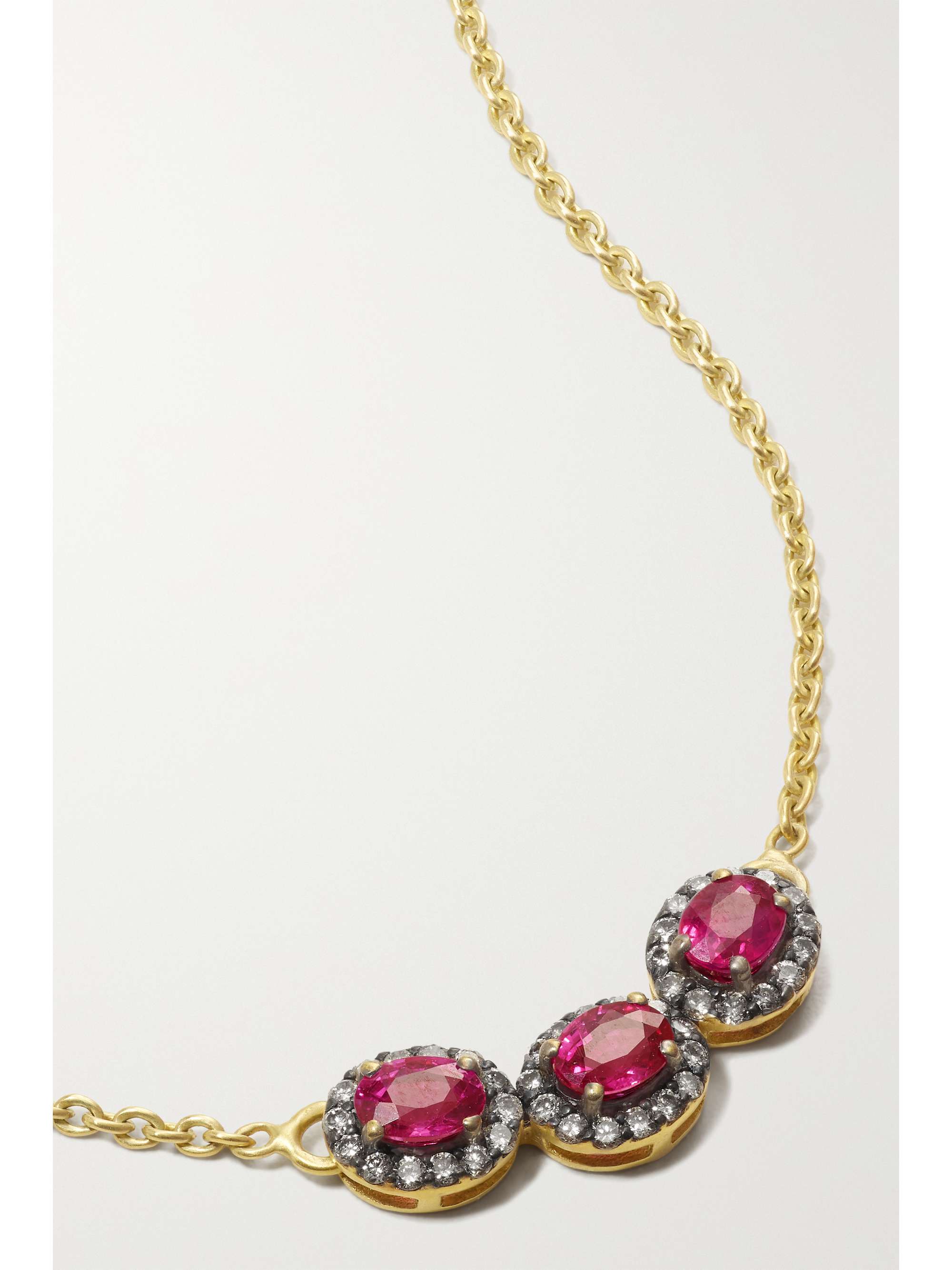 AMRAPALI LONDON Rhodium-plated 18-karat gold, ruby and diamond necklace