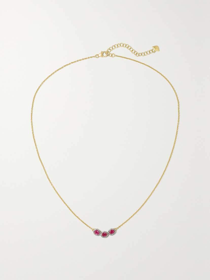 Amrapali London Rhodium-plated 18-karat Gold, Ruby And Diamond Necklace