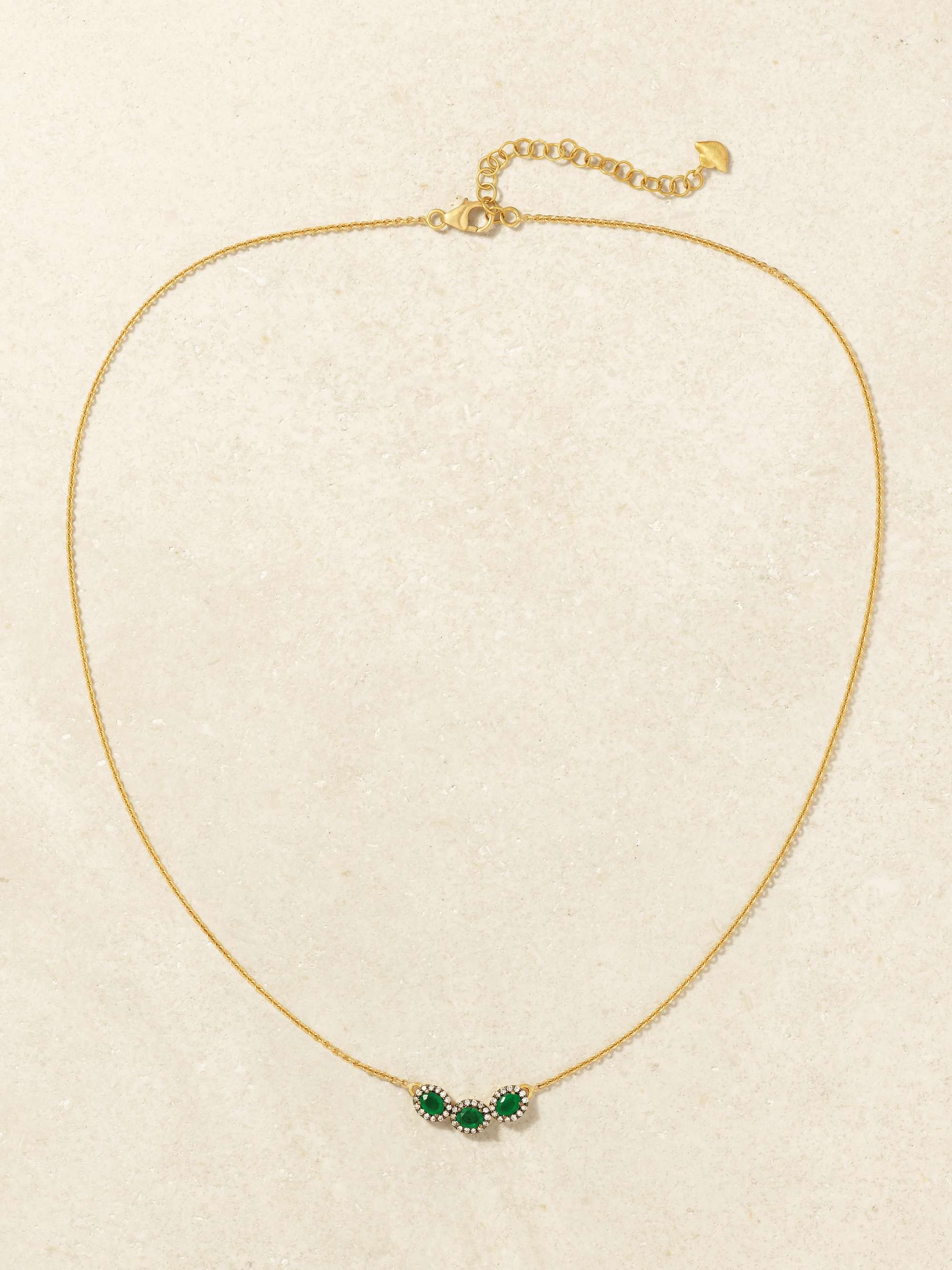 AMRAPALI LONDON Rhodium-plated 18-karat gold, emerald and diamond necklace