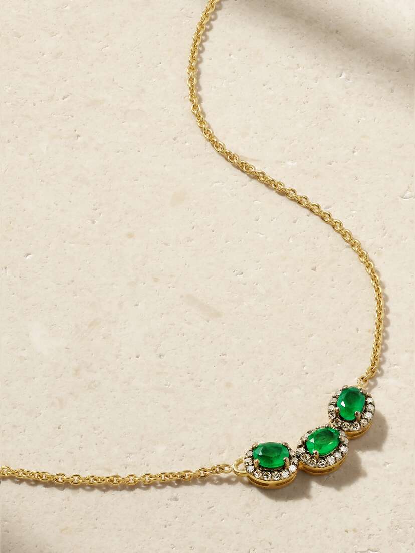 Amrapali London Rhodium-plated 18-karat Gold, Emerald And Diamond Necklace