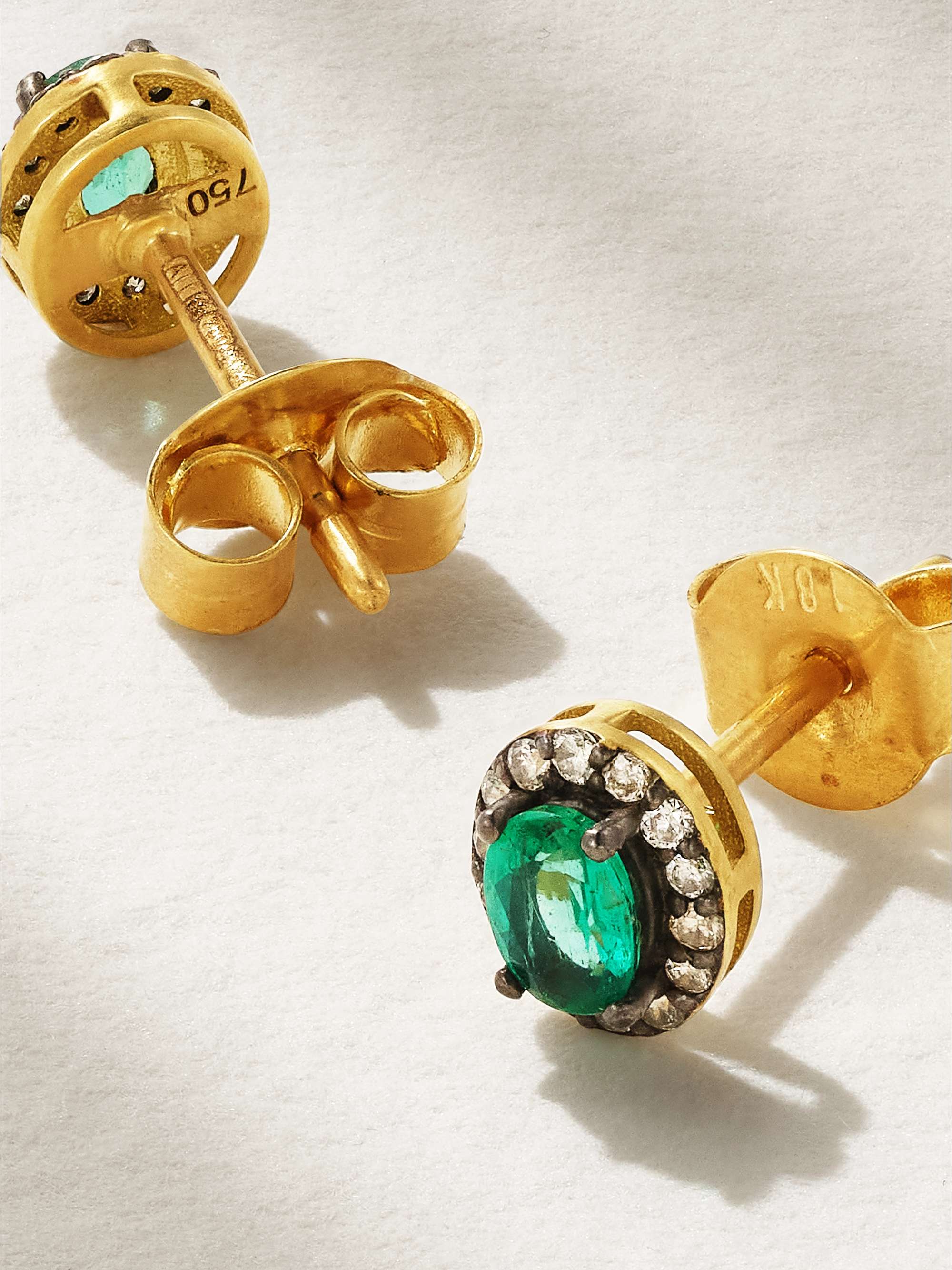 AMRAPALI LONDON Rajasthan mini rhodium-plated 18-karat gold, emerald and diamond earrings
