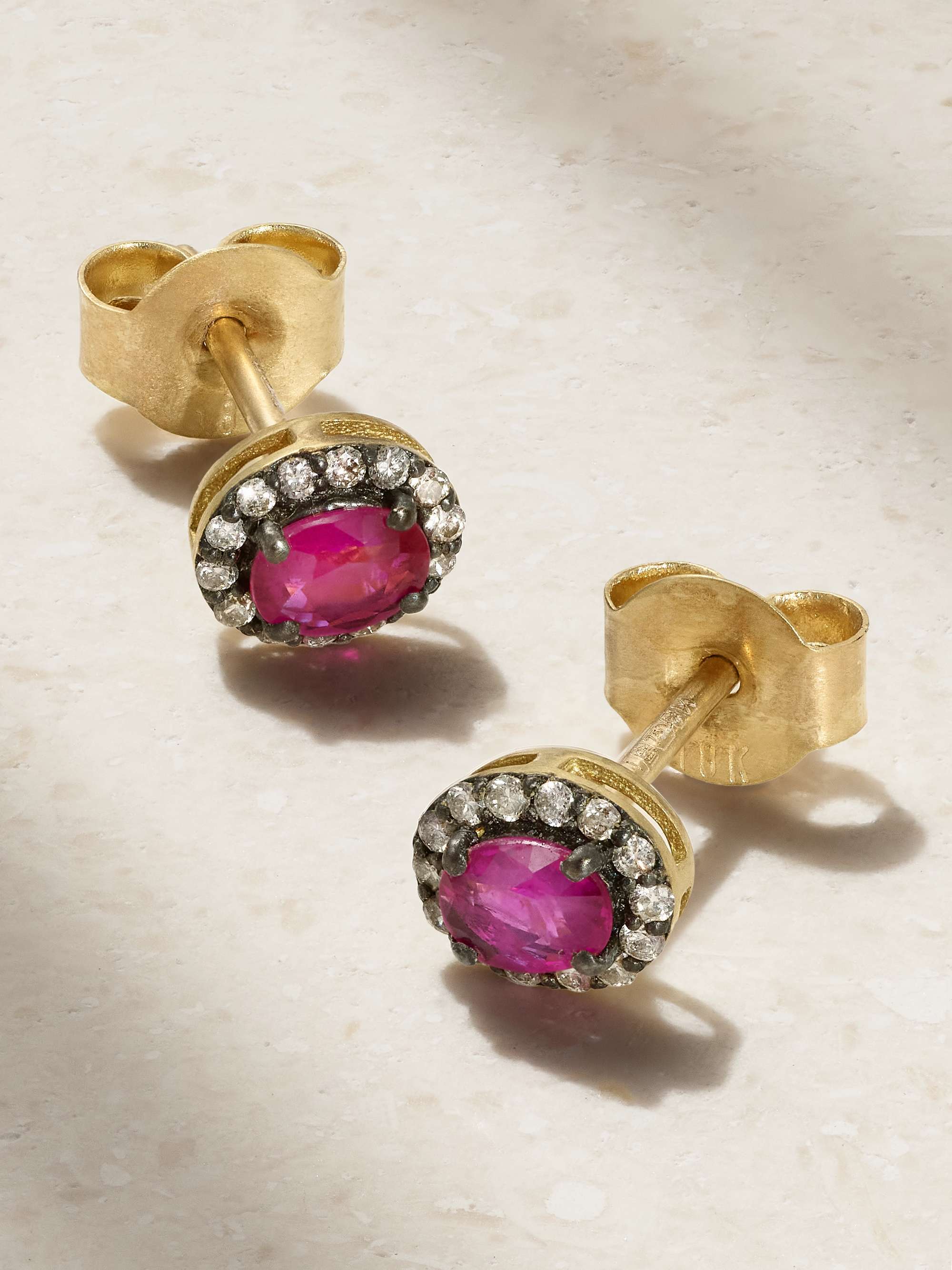 AMRAPALI LONDON Rajasthan mini rhodium-plated 18-karat gold, ruby and diamond earrings