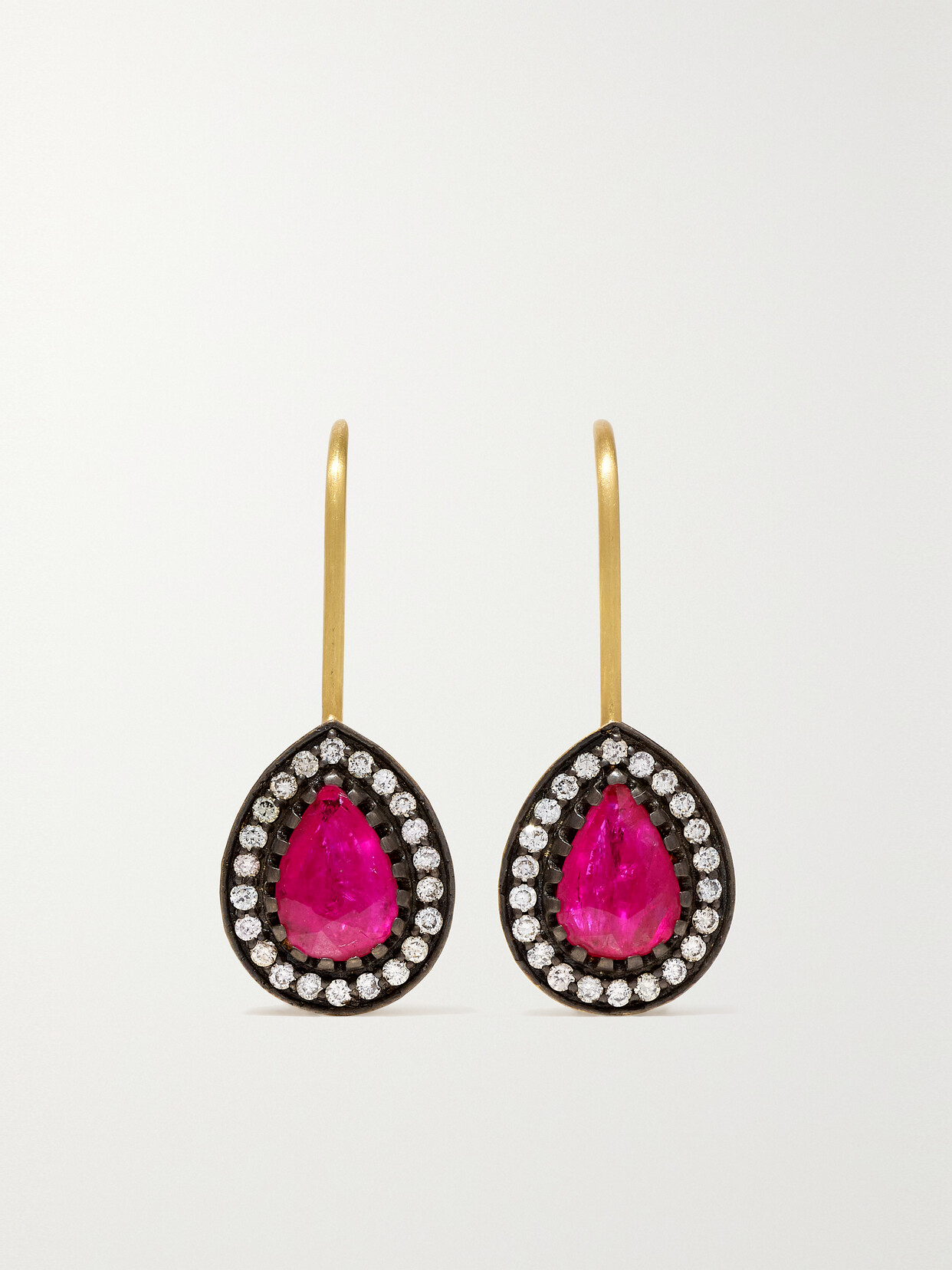 Amrapali London Rajasthan Rhodium-plated 18-karat Gold, Ruby And Diamond Earrings