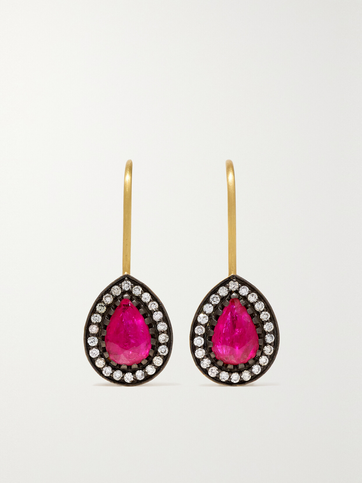 Amrapali London Rajasthan Rhodium-plated 18-karat Gold, Ruby And Diamond Earrings