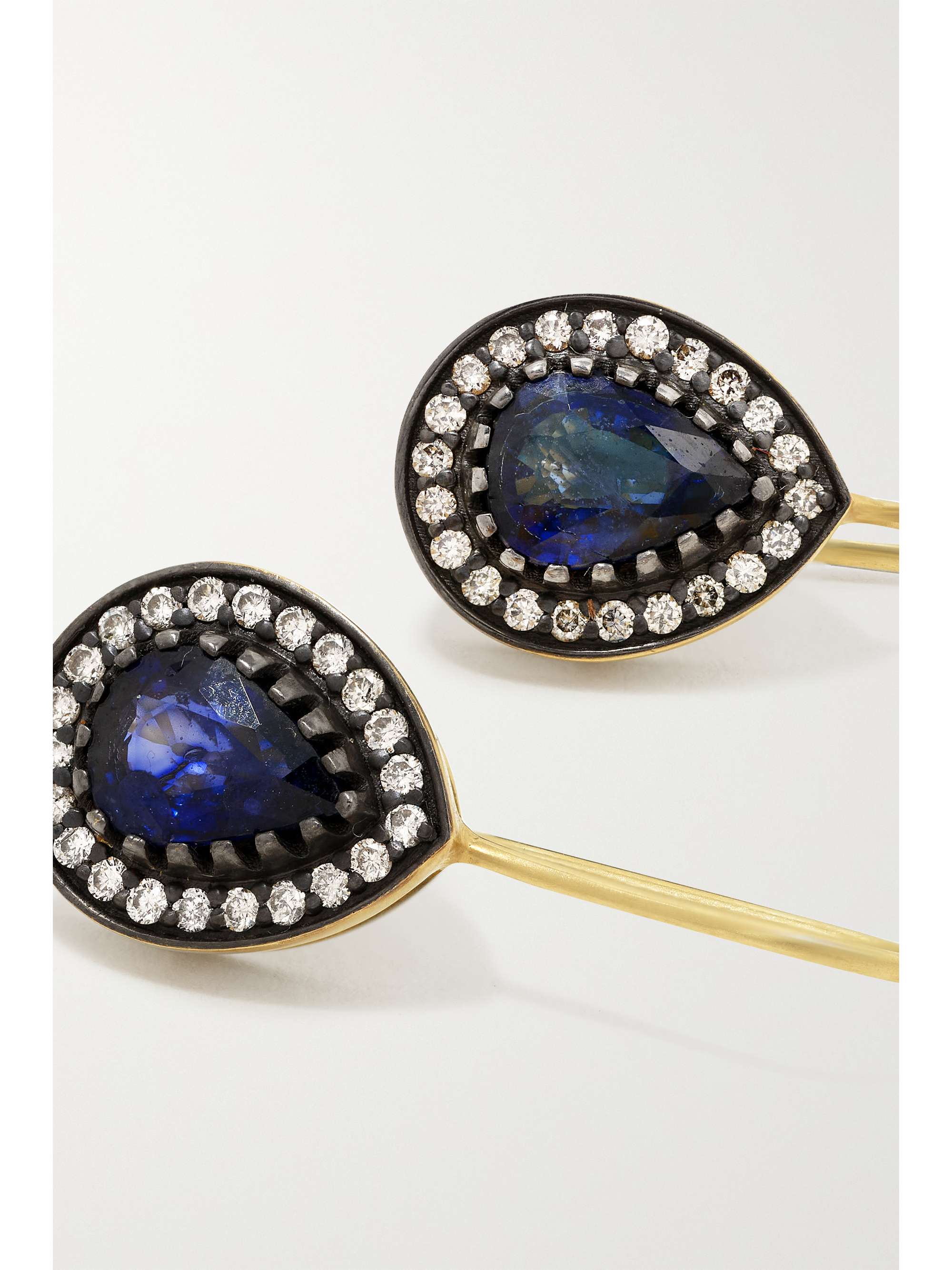 AMRAPALI LONDON Rajasthan rhodium-plated 18-karat gold, sapphire and diamond earrings