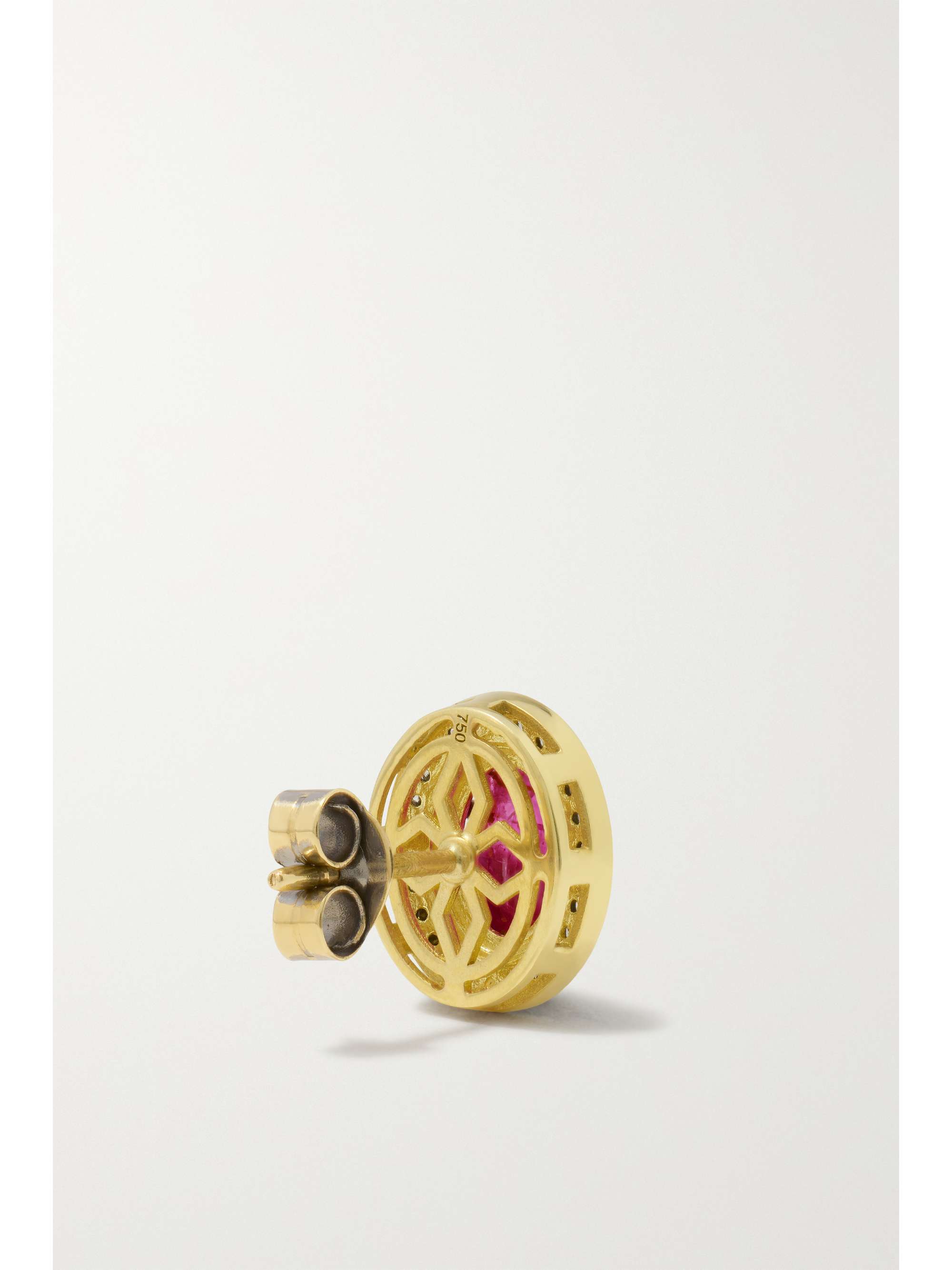AMRAPALI LONDON Rajasthan rhodium-plated 18-karat gold, ruby and diamond earrings