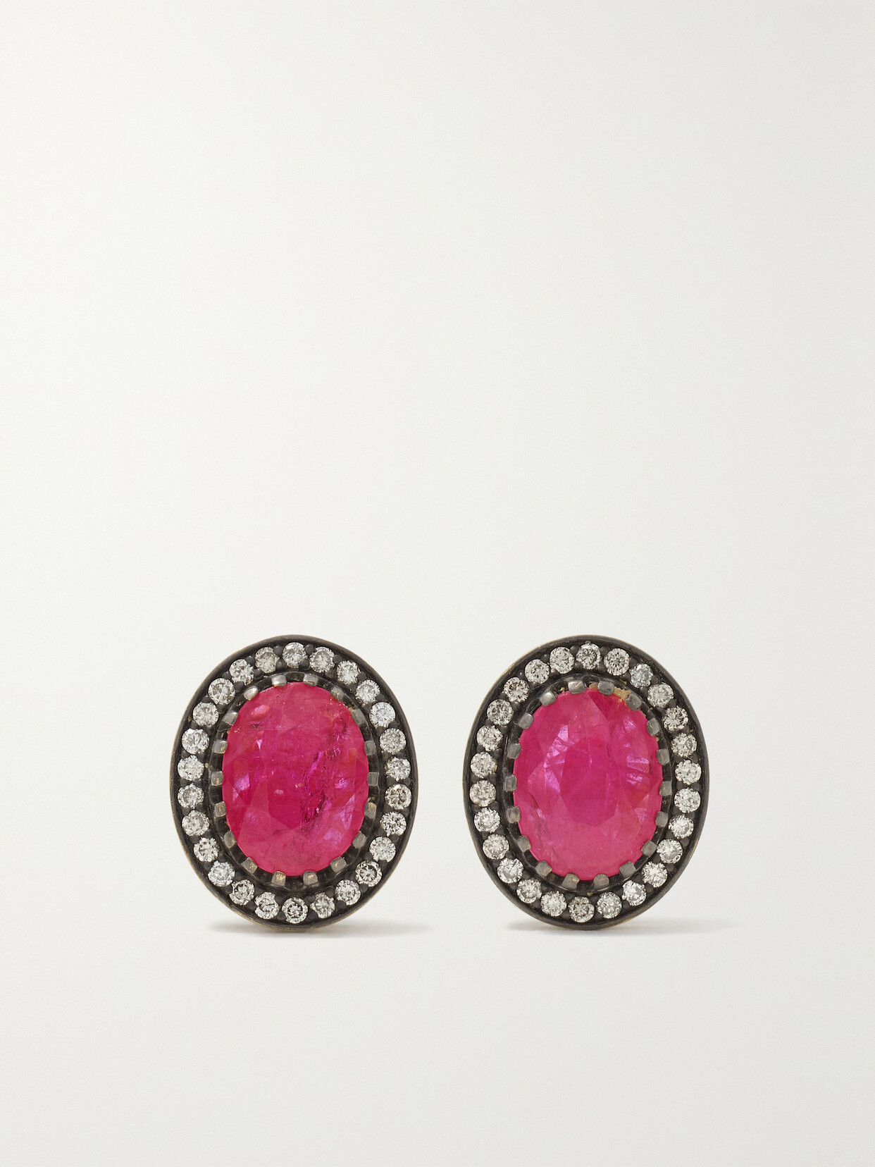 Amrapali London - Rajasthan Rhodium-plated 18-karat Gold, Ruby And Diamond Earrings - one size