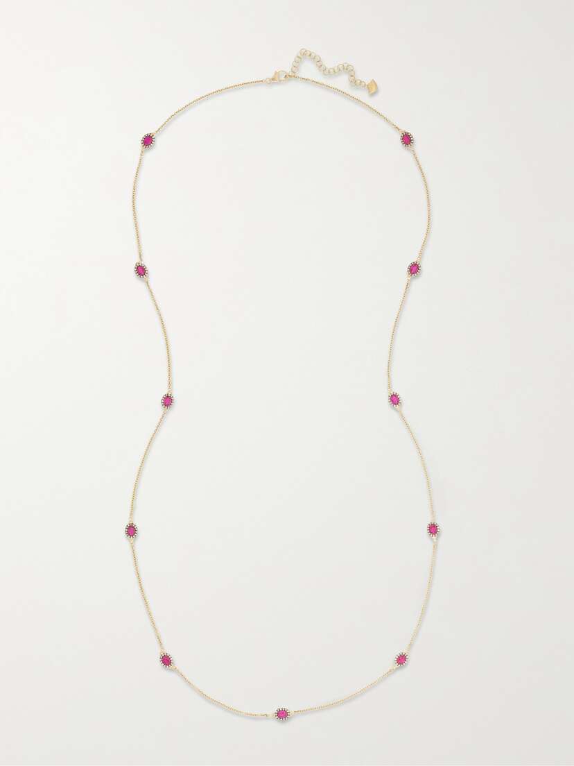 Amrapali London Mini Rajasthan Rhodium-plated, 18-karat Gold, Ruby And Diamond Necklace