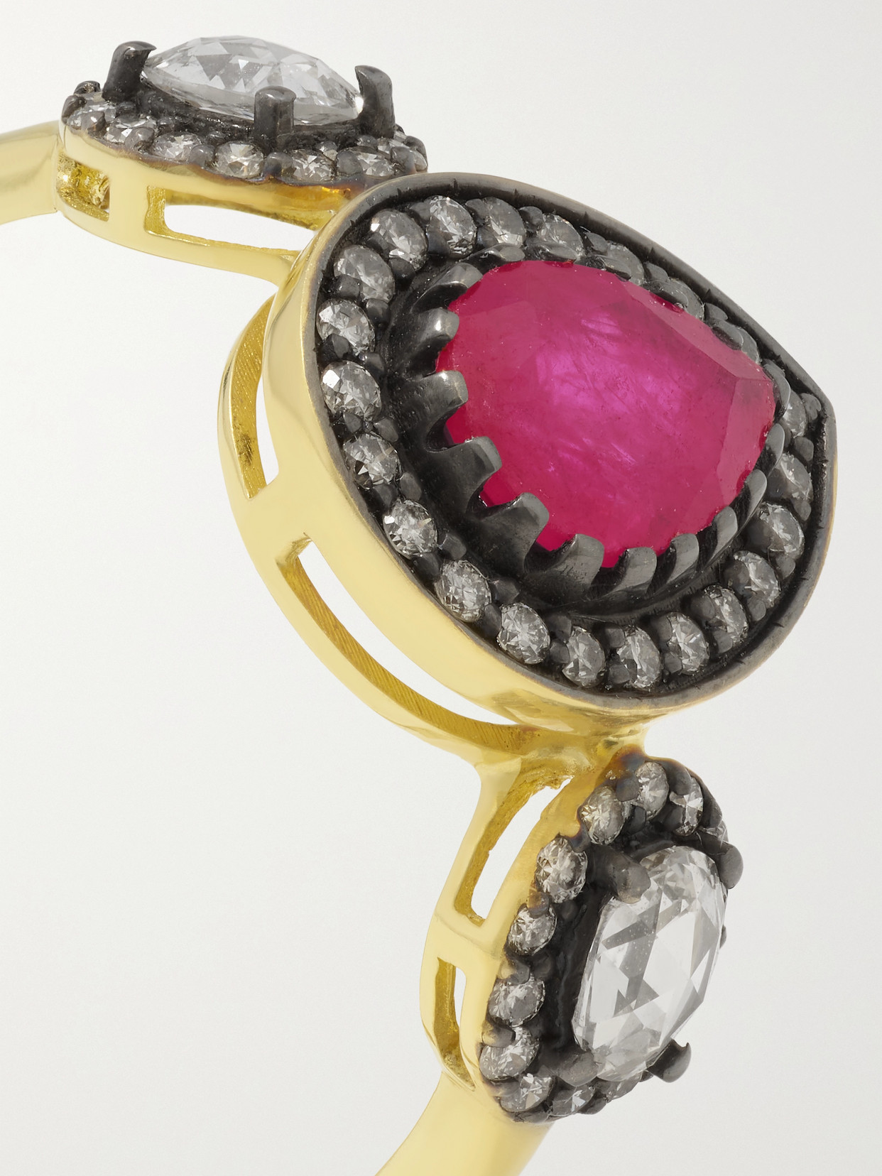 Amrapali London Rajasthan Rhodium-plated 18-karat Gold, Ruby And Diamond Ring In Gold