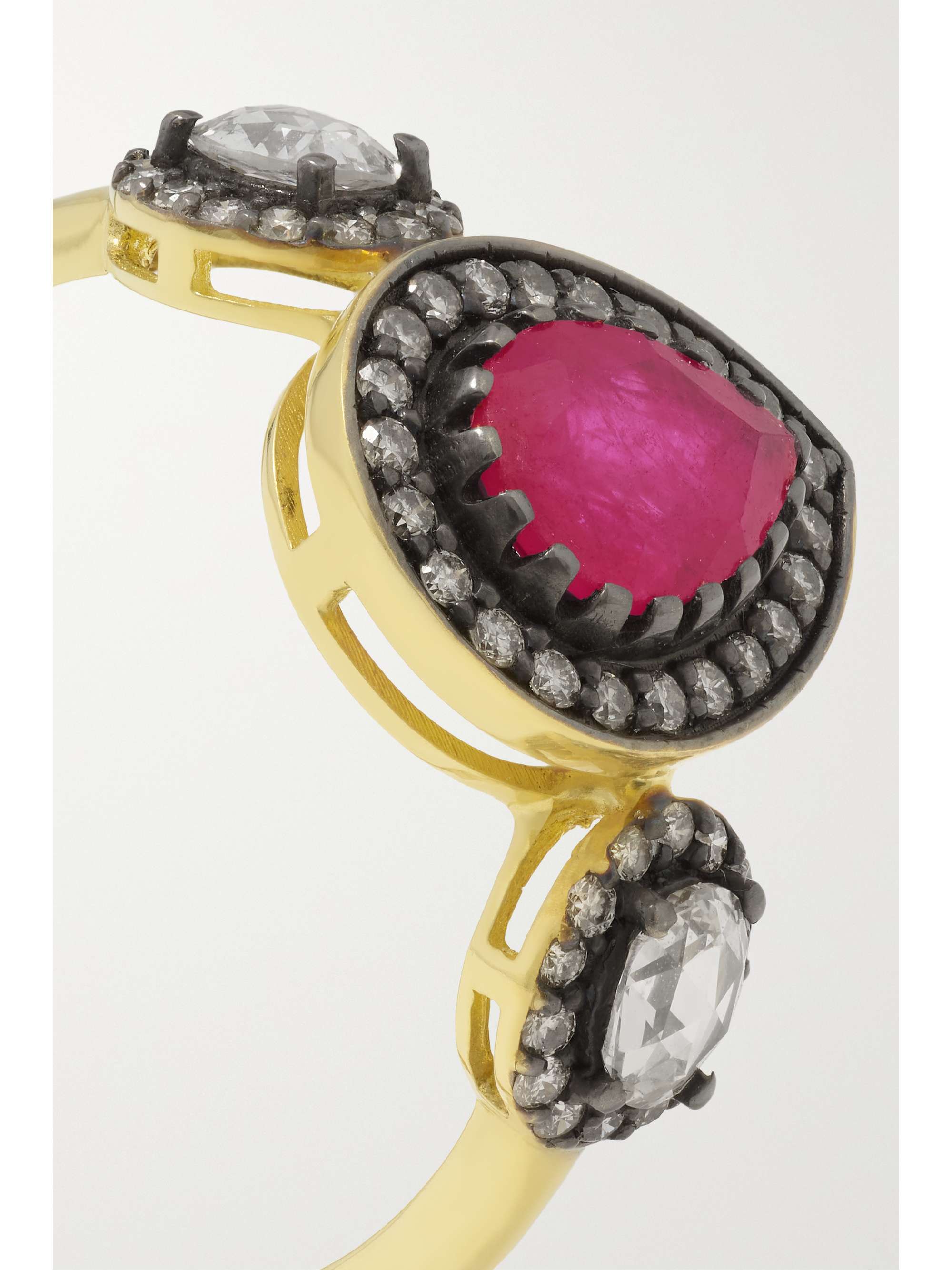 AMRAPALI LONDON Rajasthan rhodium-plated 18-karat gold, ruby and diamond ring