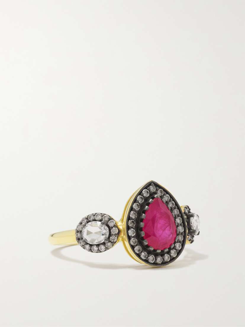 Amrapali London Rajasthan Rhodium-plated 18-karat Gold, Ruby And Diamond Ring