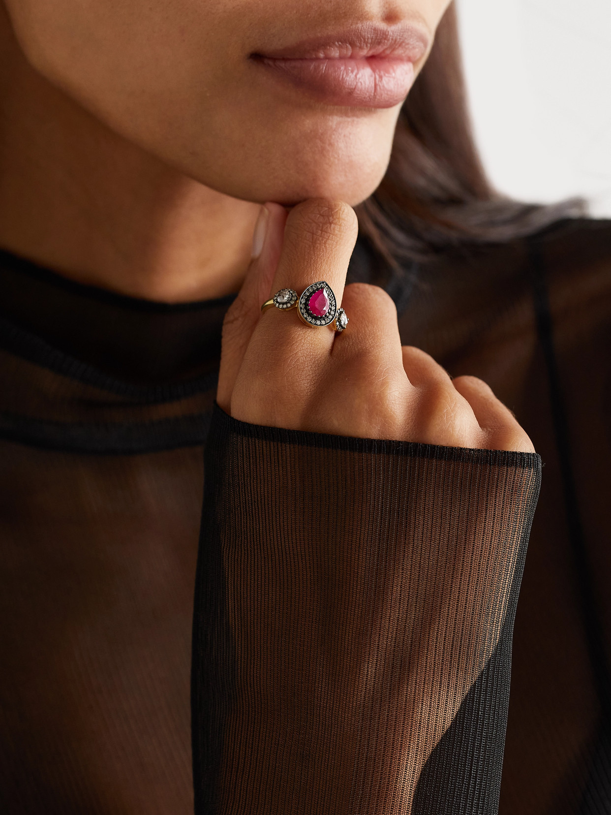 Amrapali London Rajasthan Rhodium-plated 18-karat Gold, Ruby And Diamond Ring In Gold