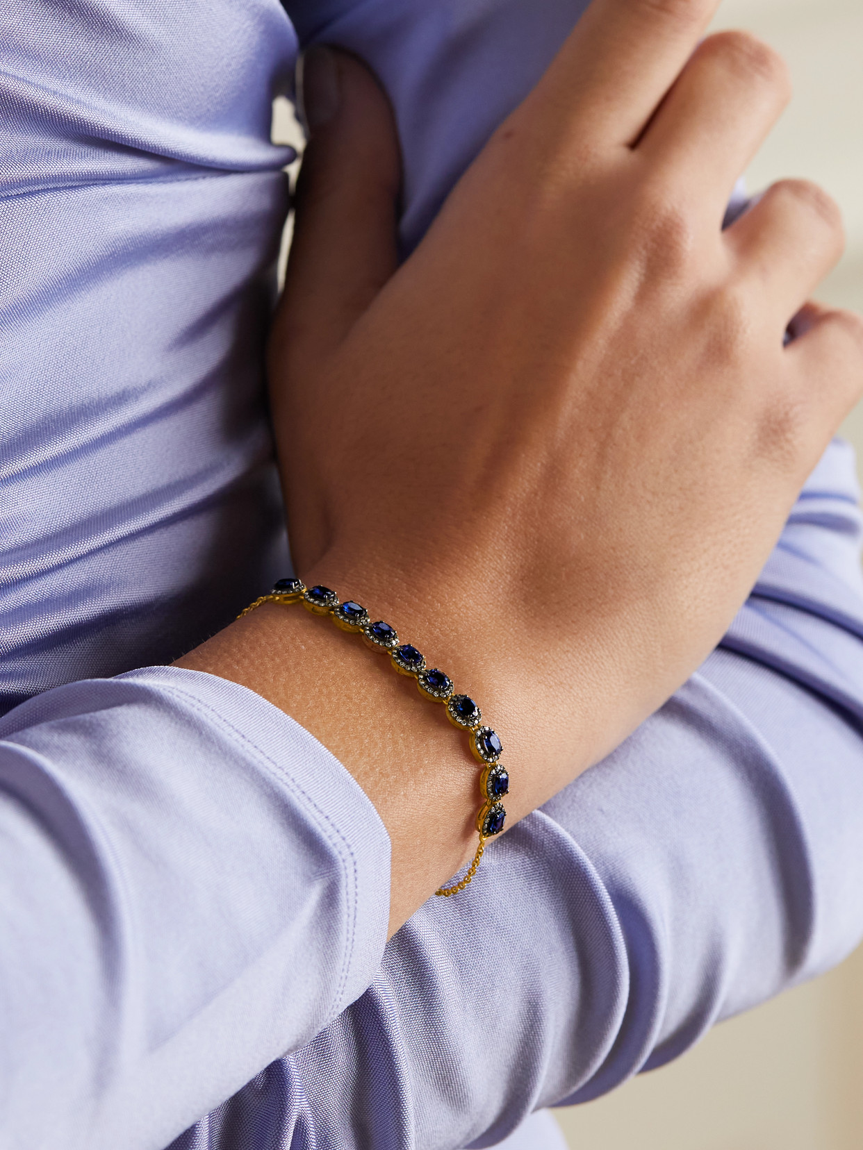 Amrapali London Mini Rajasthan 18-karat Gold, Sapphire And Diamond Bracelet In Blue