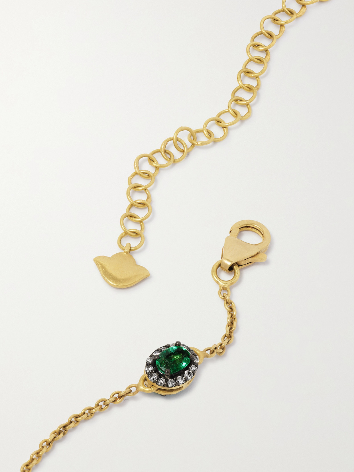 Amrapali London Rajasthan 18-karat Gold, Rhodium-plated, Emerald And Diamond Necklace In Green