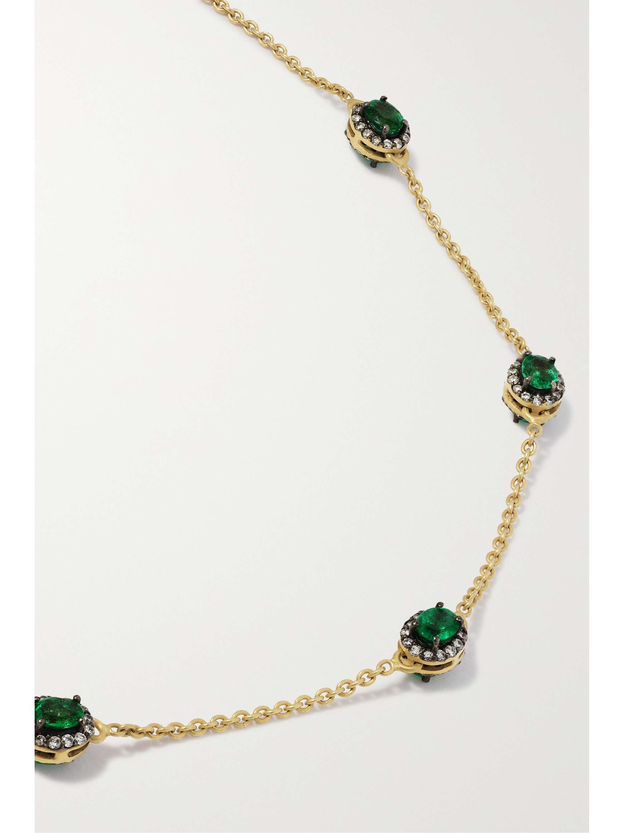 AMRAPALI LONDON Rajasthan 18-karat gold, rhodium-plated, emerald and diamond necklace
