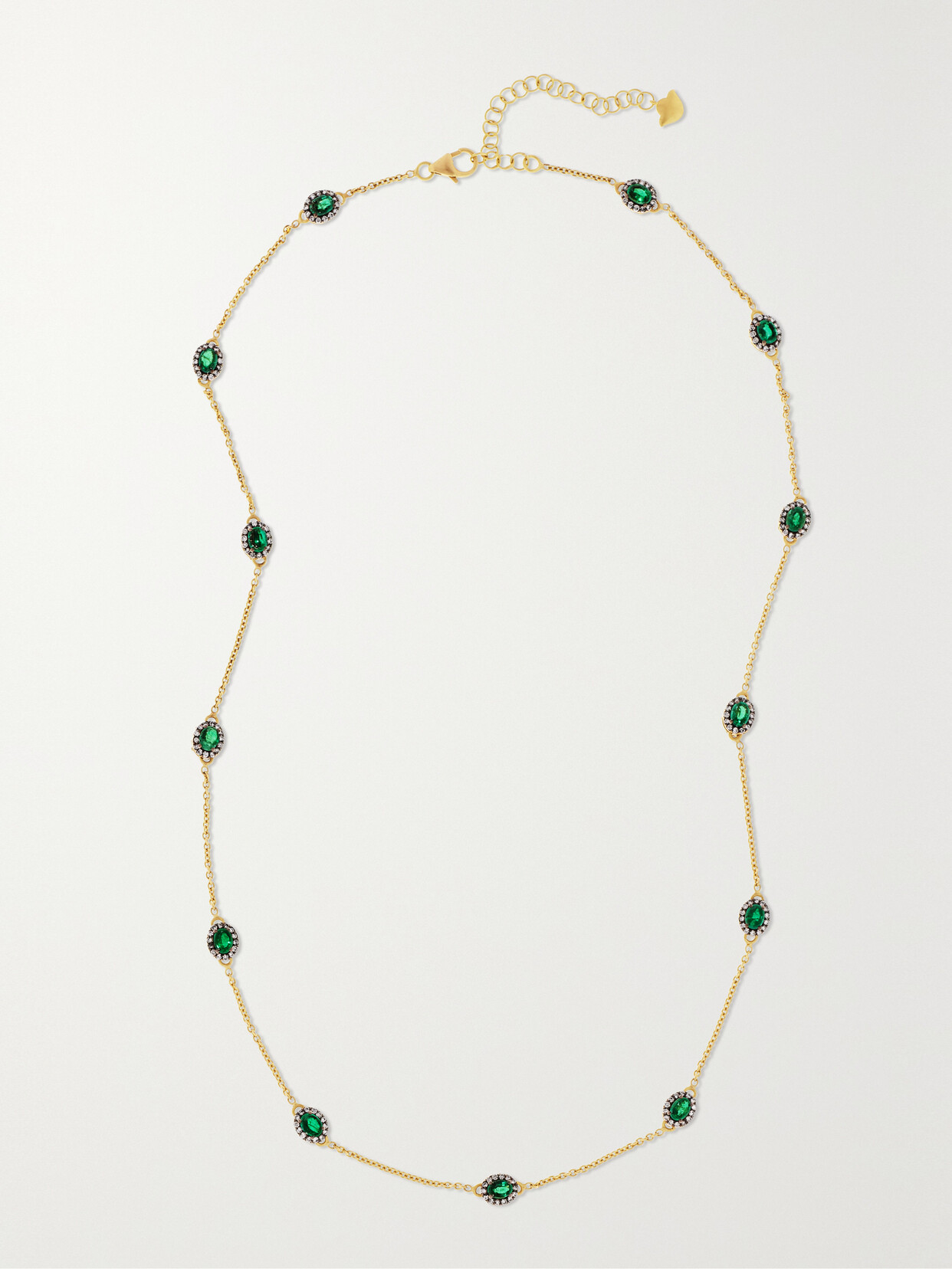 Amrapali London Rajasthan 18-karat Gold, Rhodium-plated, Emerald And Diamond Necklace In Green