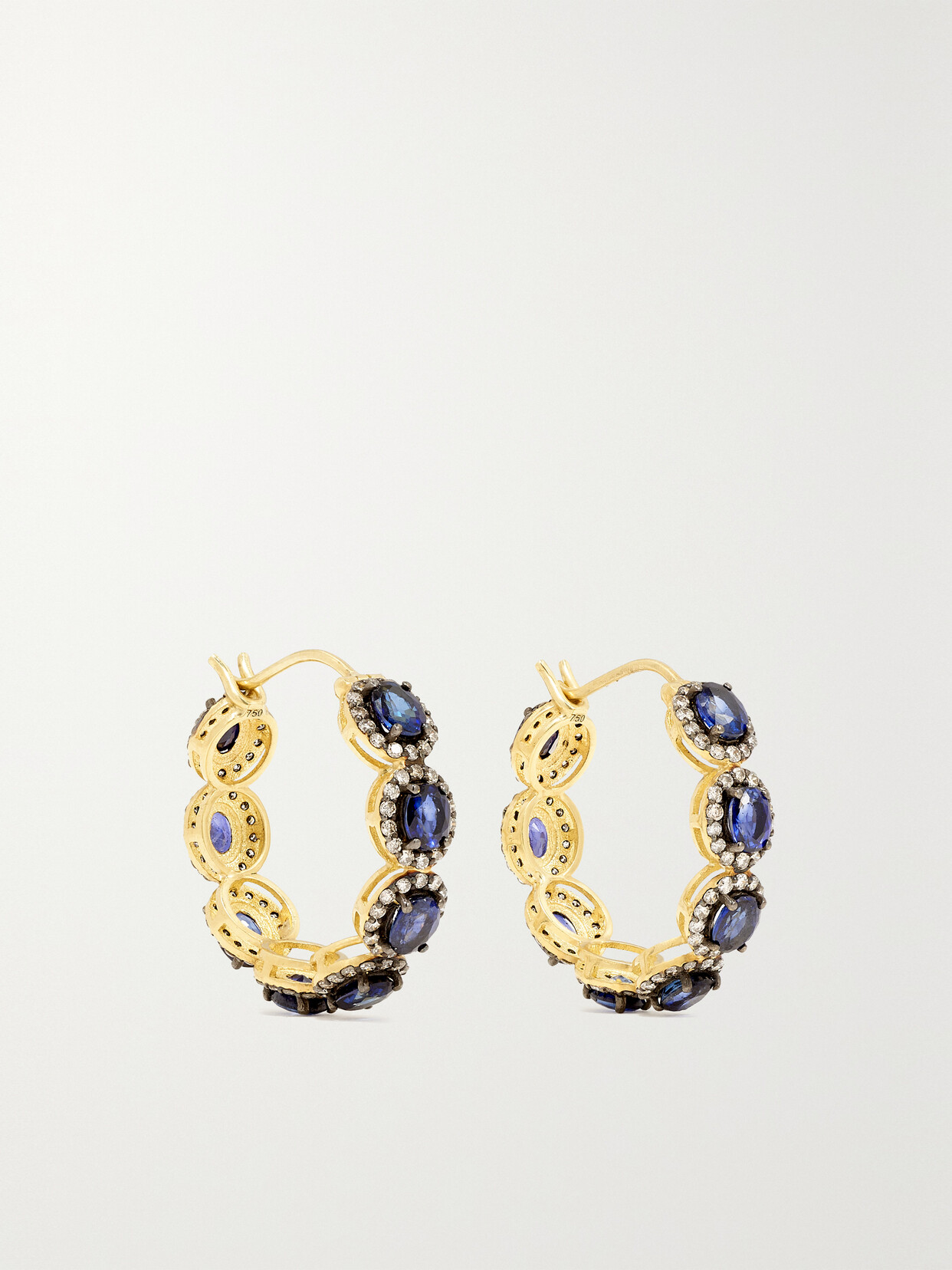 Amrapali London Mini Rajasthan 18-karat Gold, Sapphire And Diamond Hoop Earrings