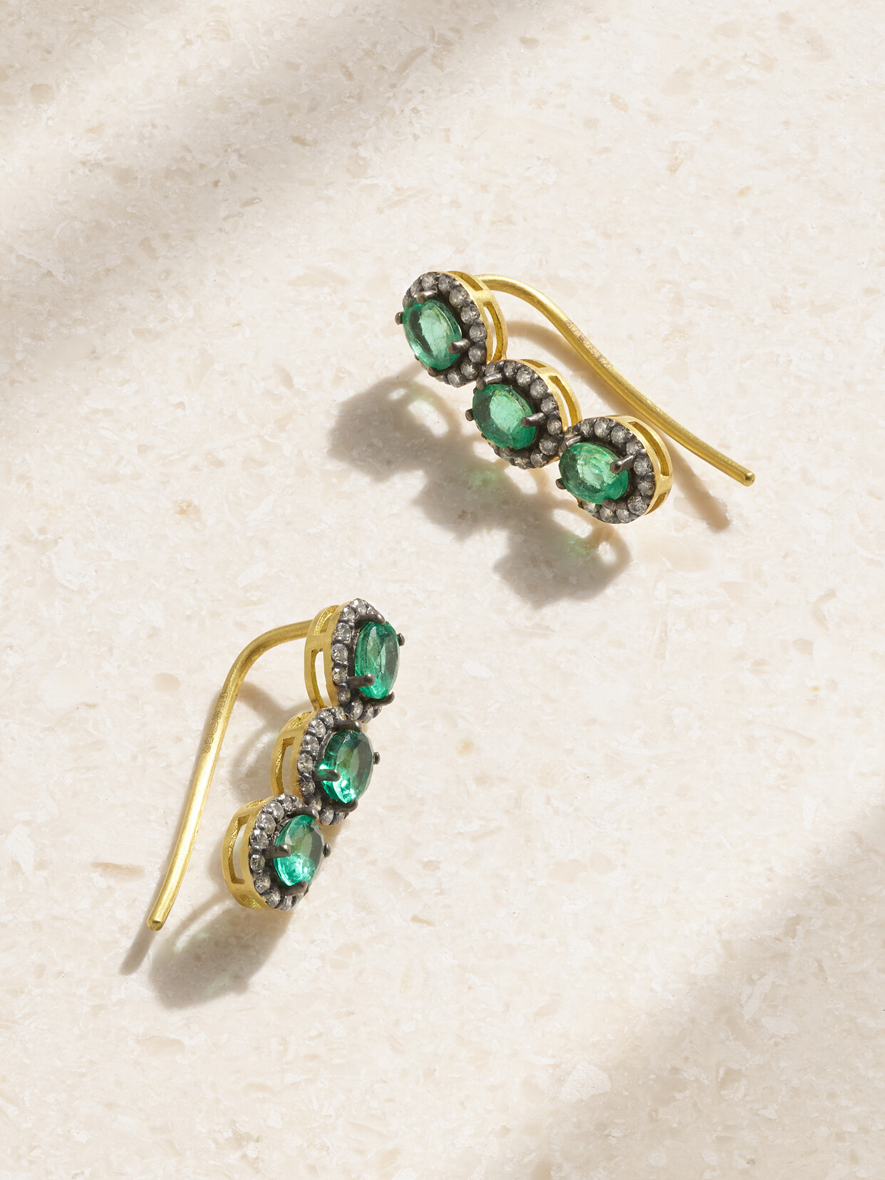 Amrapali London Rajasthan 18-karat Gold, Emerald And Diamond Earrings In Green