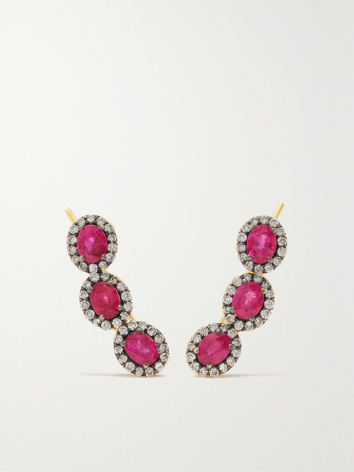 Amrapali London - Rajasthan Rhodium-plated 18-karat Gold, Ruby And Diamond Earrings - one size