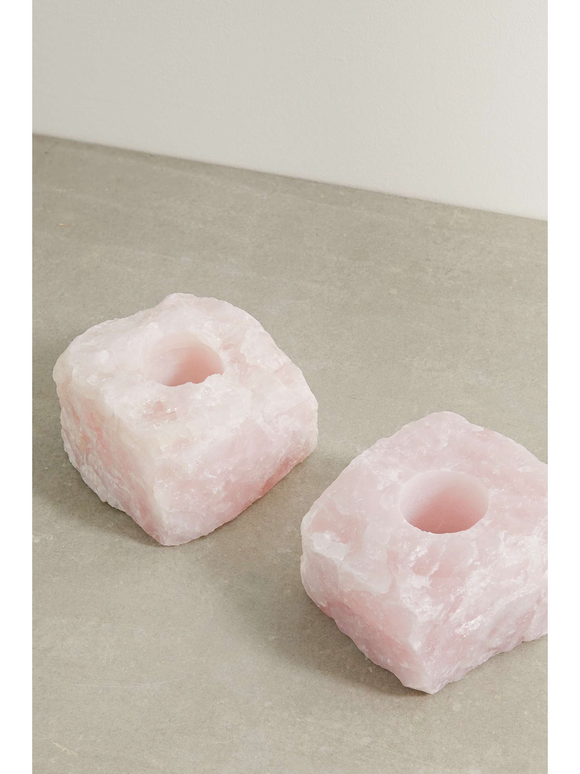 JIA JIA Set of two rose quartz candle holders