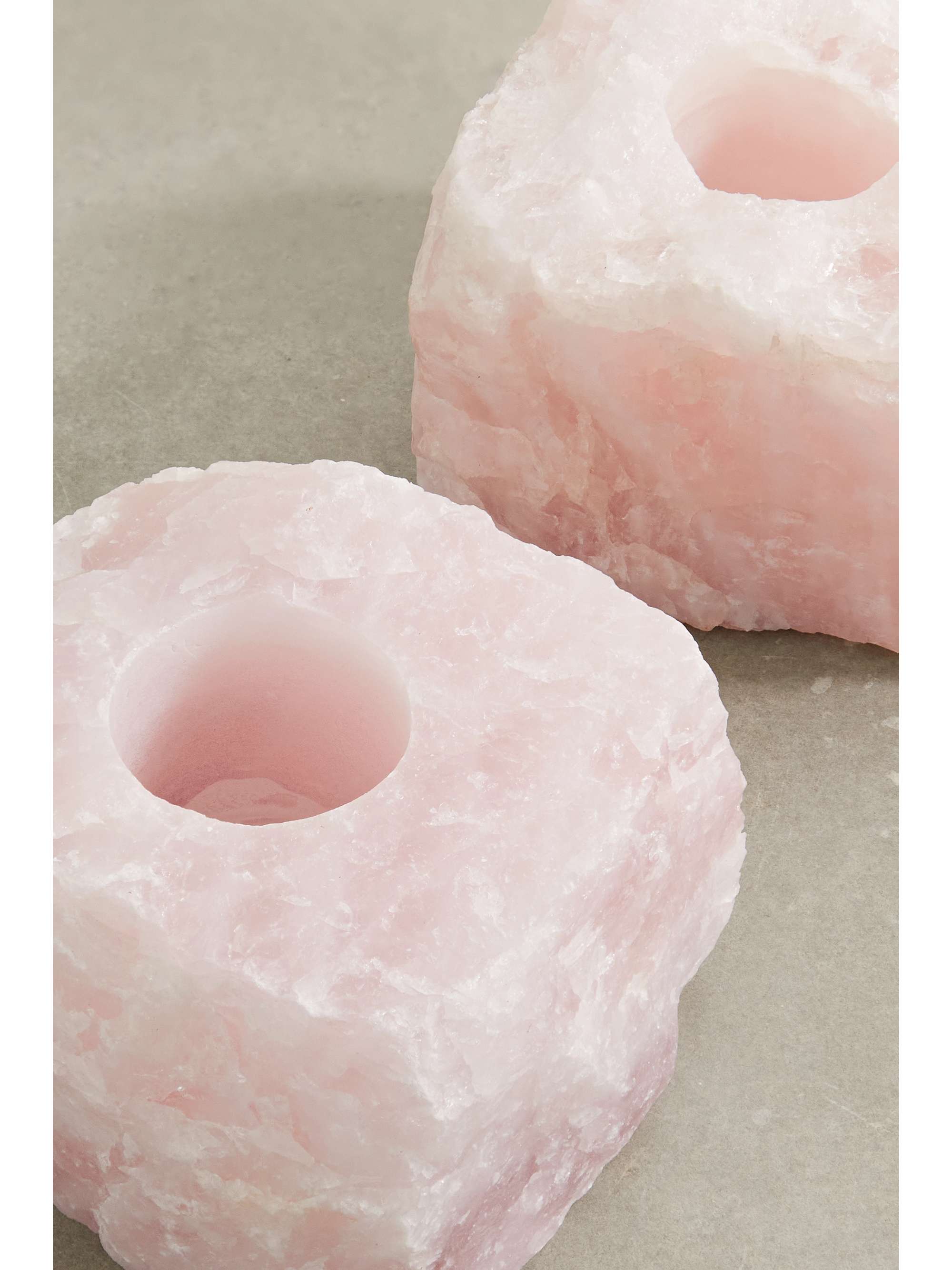 JIA JIA Set of two rose quartz candle holders