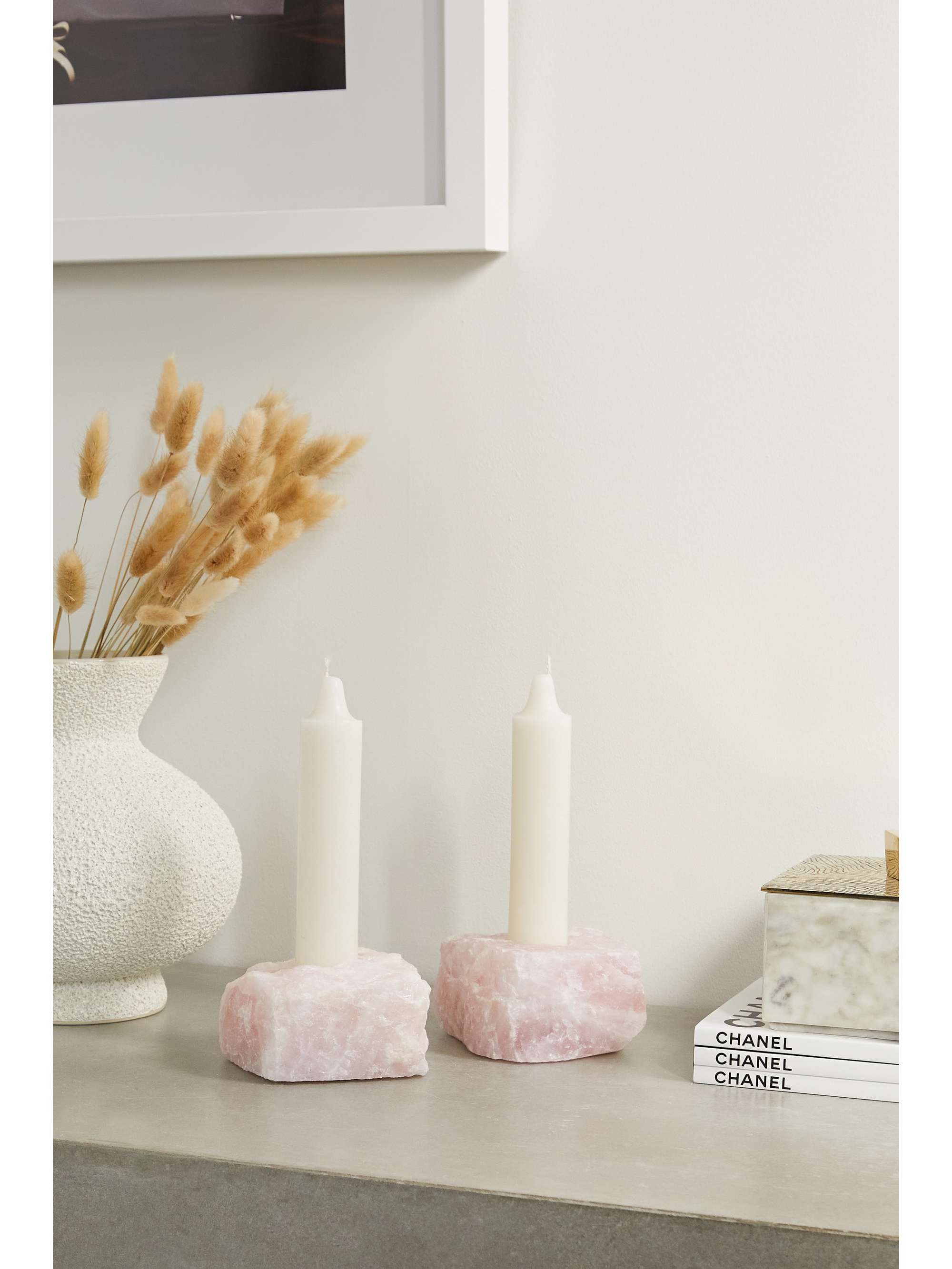 JIA JIA Set of two rose quartz candle holders