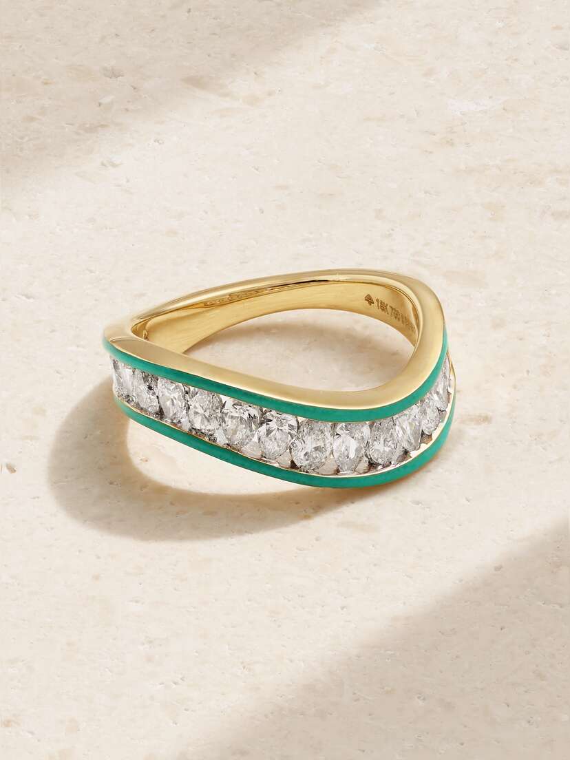 Kamyen 18-karat Gold, Enamel And Diamond Ring