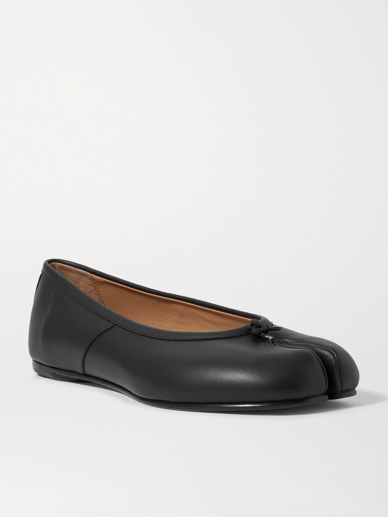 Maison Margiela Black Leather Tabi Ballerinas With Iconic Tabi Split-toe In Black
