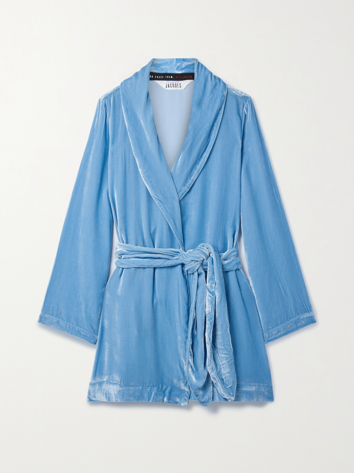 Sleeping with Jacques - Bon Vivant Belted Velvet Robe - Blue