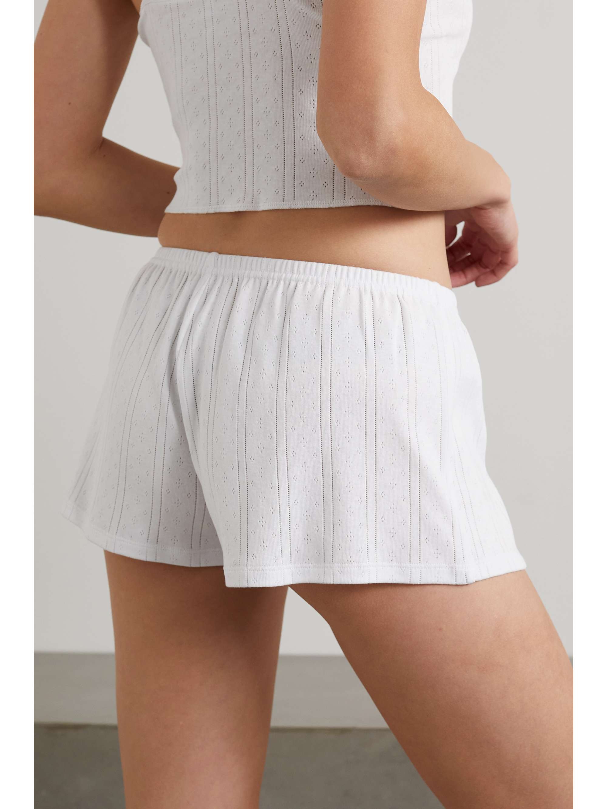 COU COU Pointelle-knit organic cotton shorts