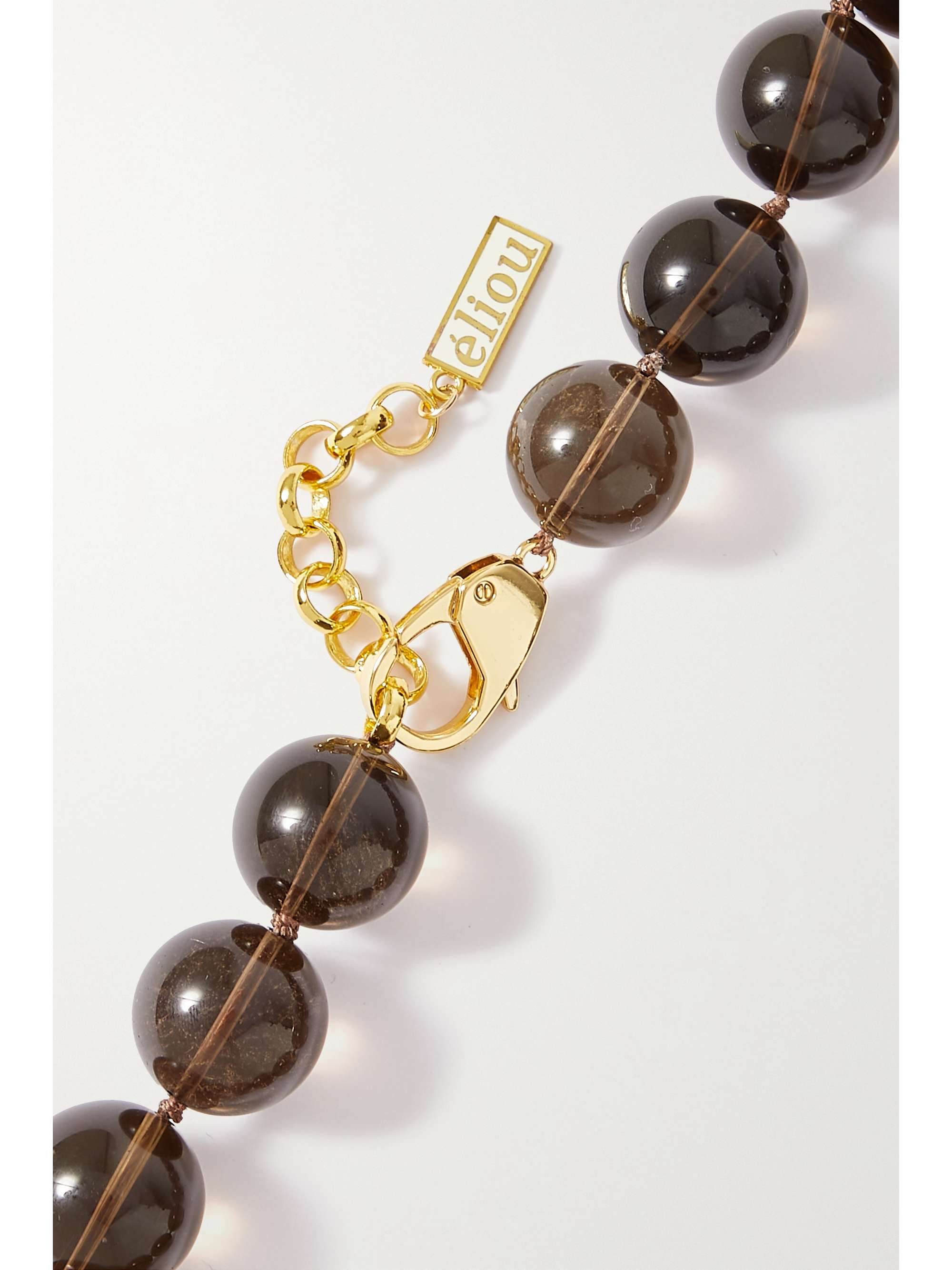 ÉLIOU Fez gold-tone cord and smokey quartz necklace