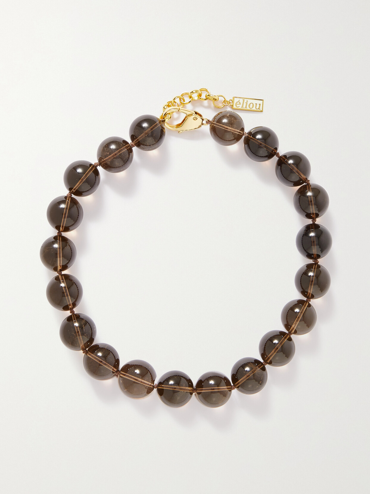 éliou Fez Gold-tone Cord And Smokey Quartz Necklace