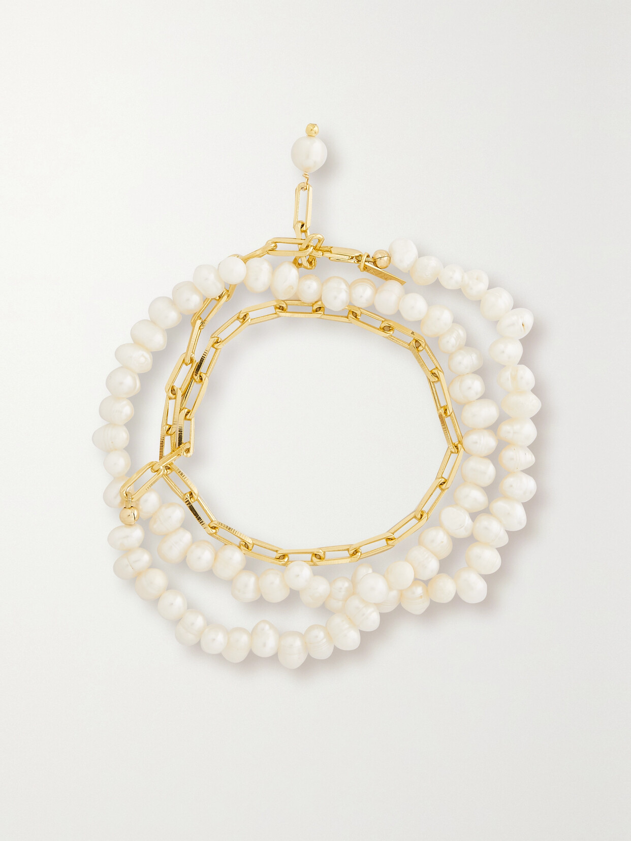 éliou - Lucia Gold-tone Pearl Anklet - White