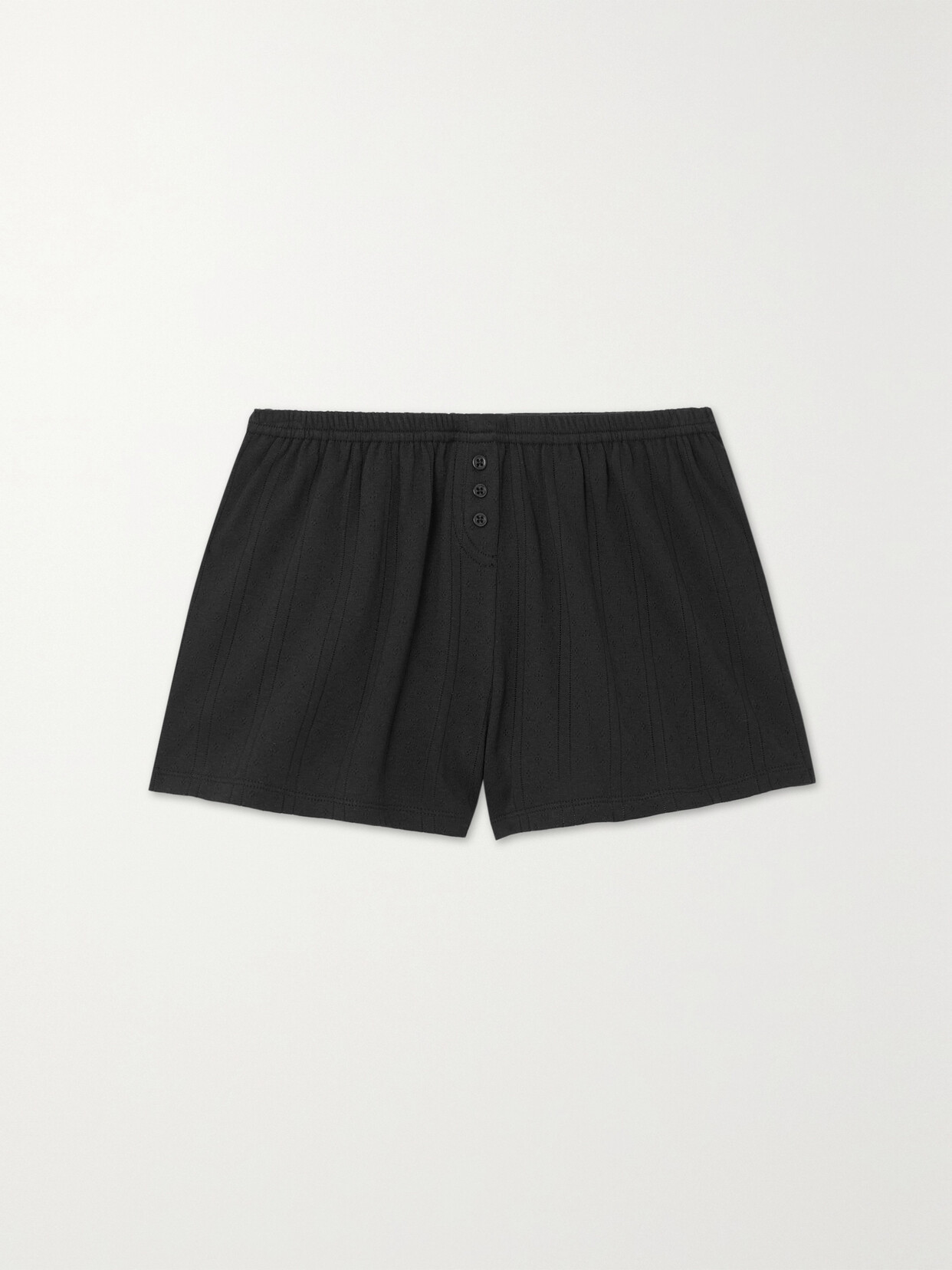 Cou Cou - Pointelle-knit Organic Cotton Shorts - Black