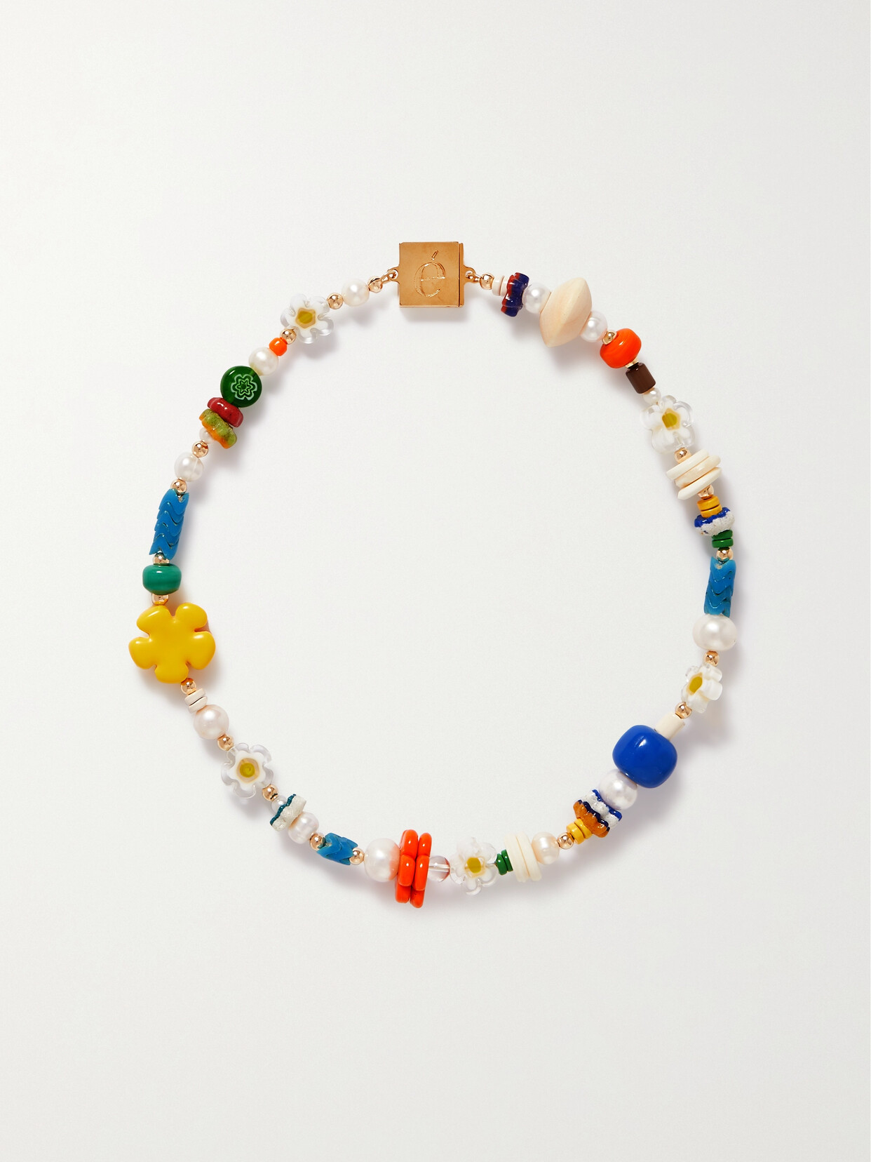 Eliou August Gold-filled, Pearl, Resin, Enamel And Wood Necklace In Multi