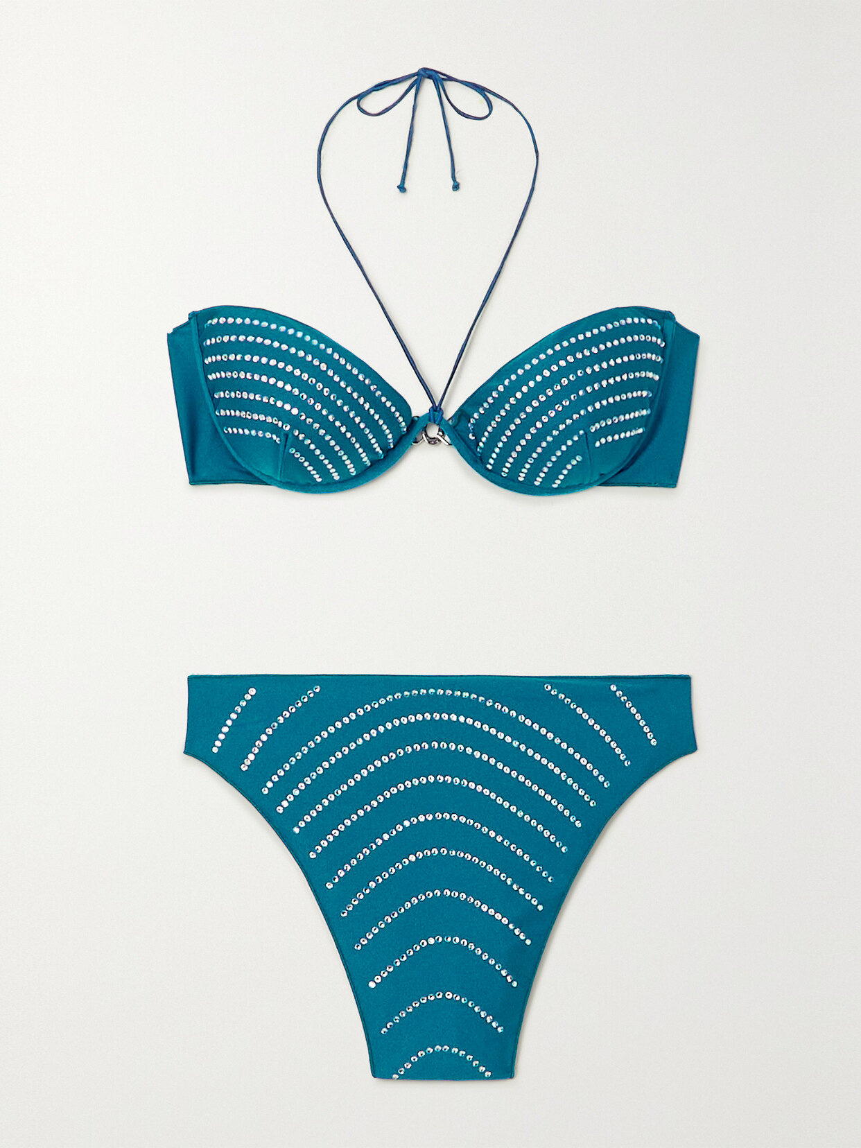 Oséree - Gem Crystal-embellished Halterneck Bikini - Blue