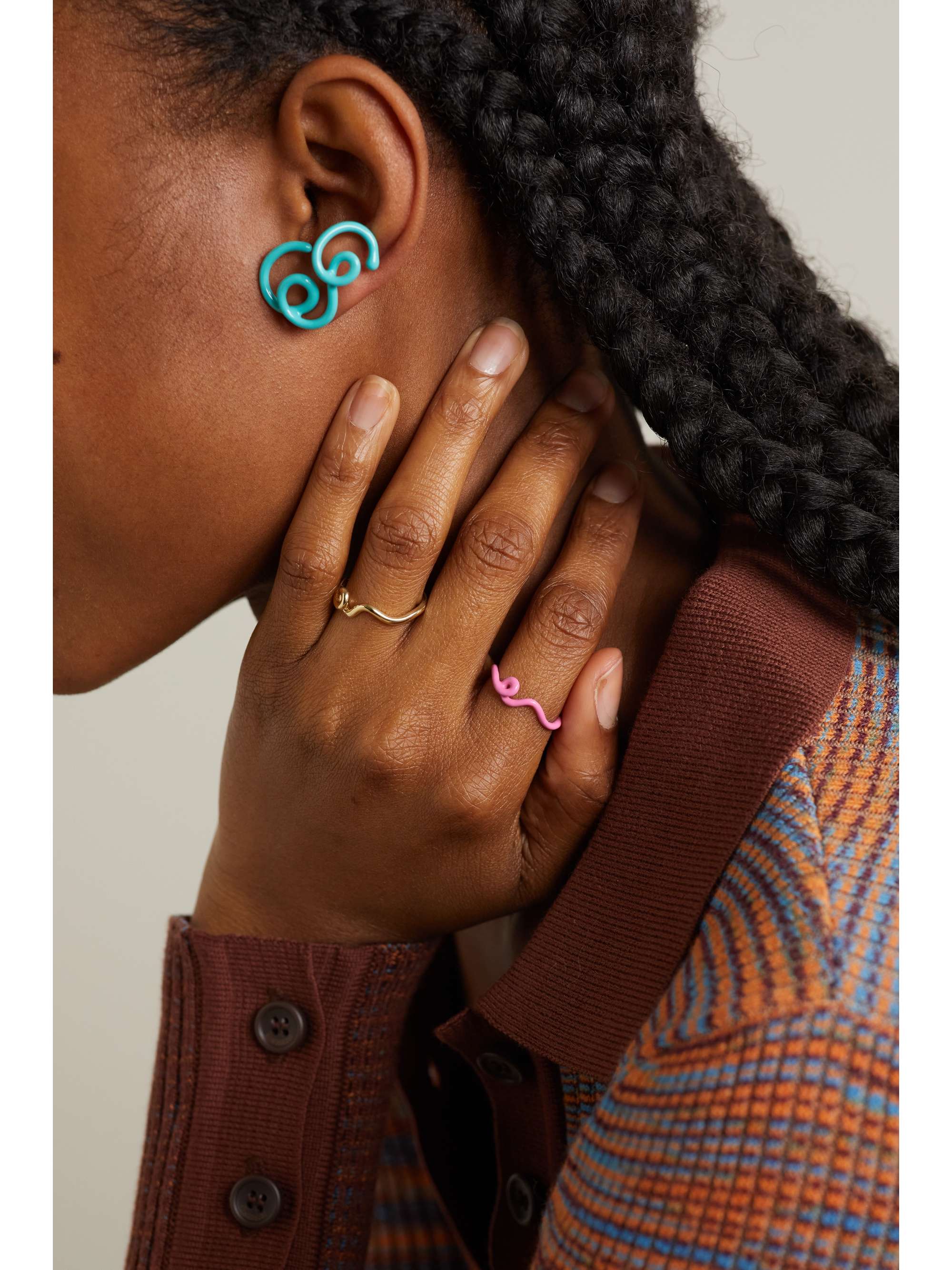 BEA BONGIASCA Wave 9-karat gold and enamel ring