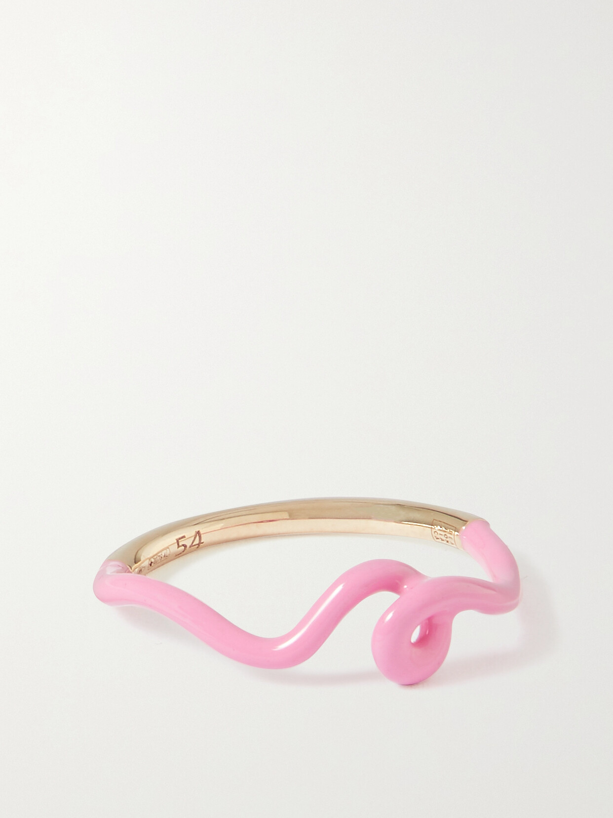 Bea Bongiasca Wave 9-karat Gold And Enamel Ring In Bubblegum Pink