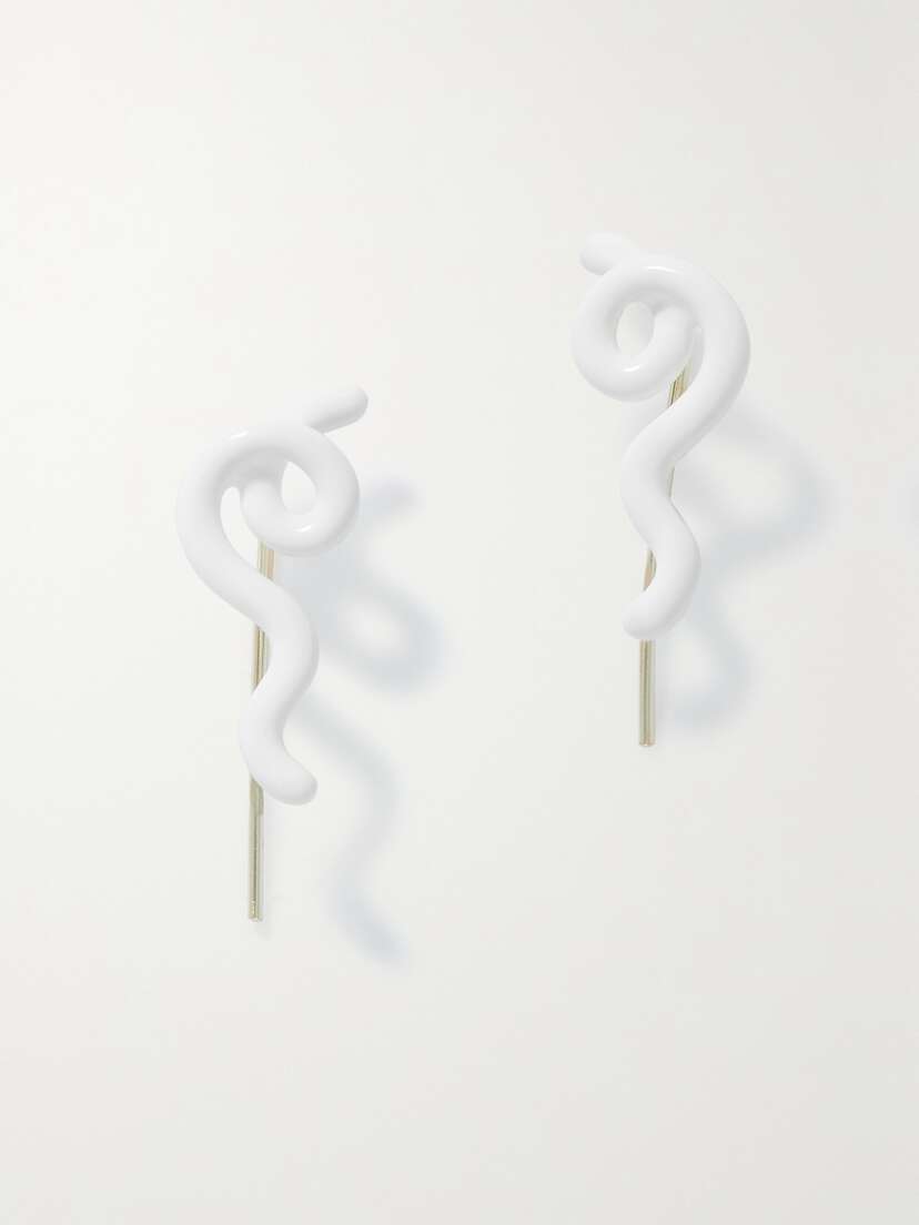 Bea Bongiasca Short Wave 9-karat Gold And Enamel Earrings -  - One size