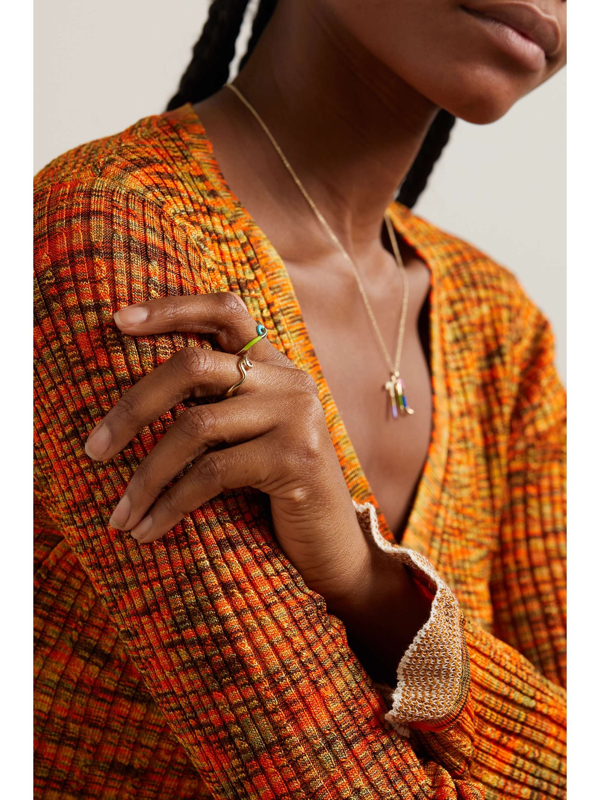 BEA BONGIASCA Wave 9-karat gold and enamel ring