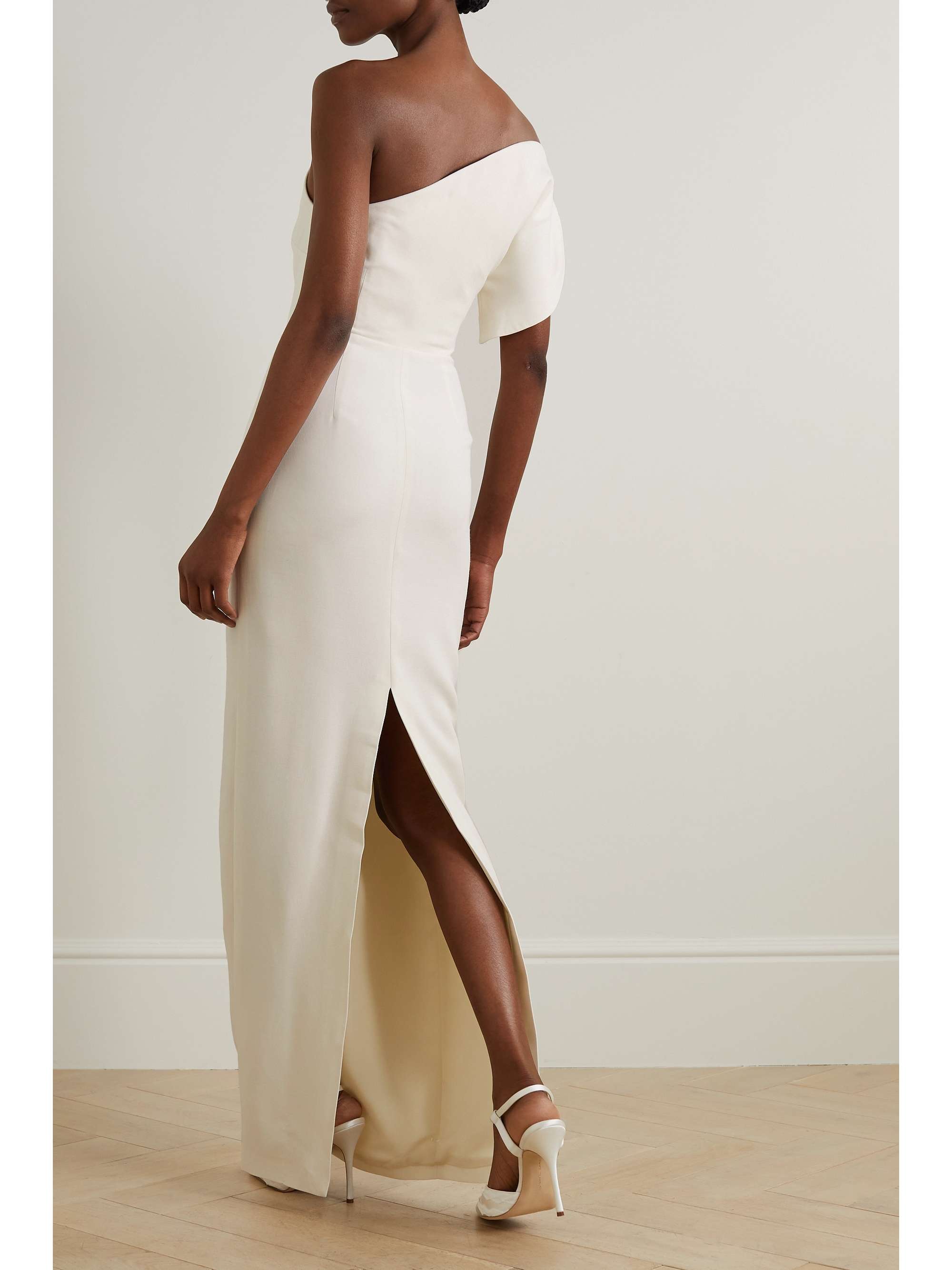 ROLAND MOURET 单肩羊毛真丝混纺礼服