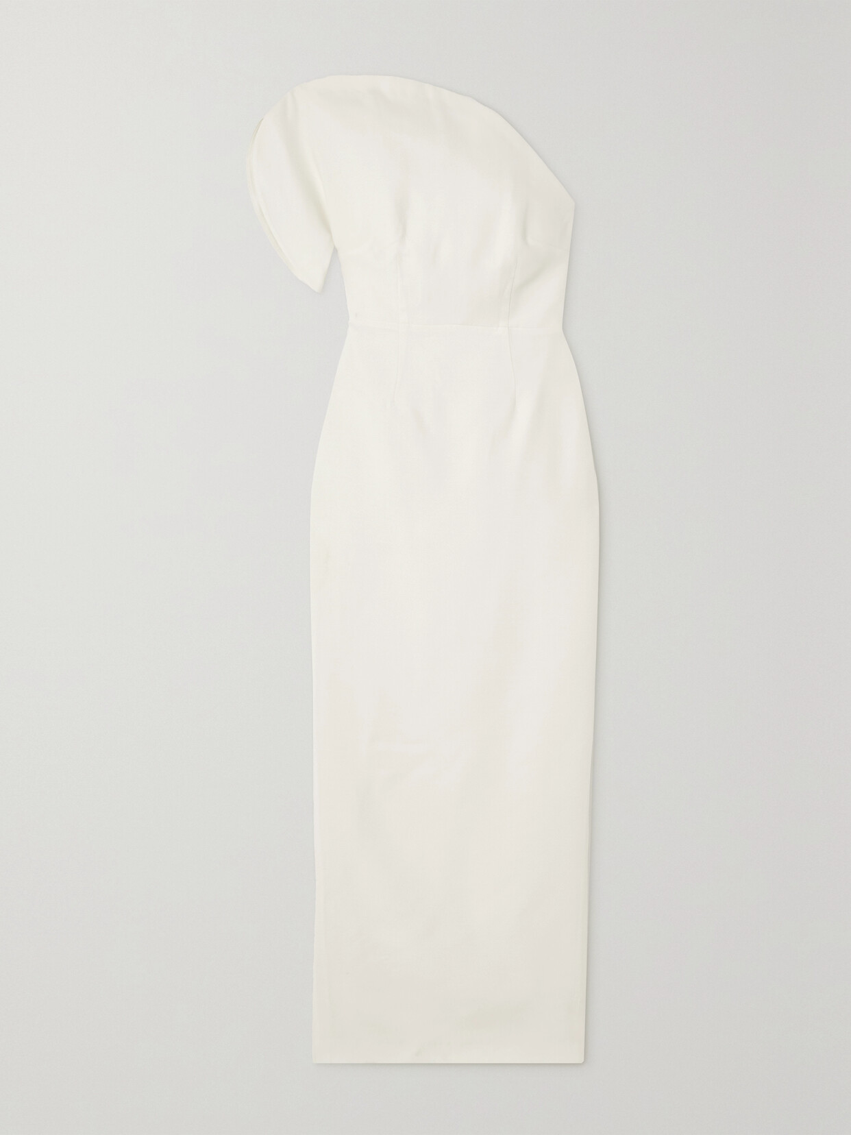 ROLAND MOURET ONE-SHOULDER WOOL AND SILK-BLEND GOWN