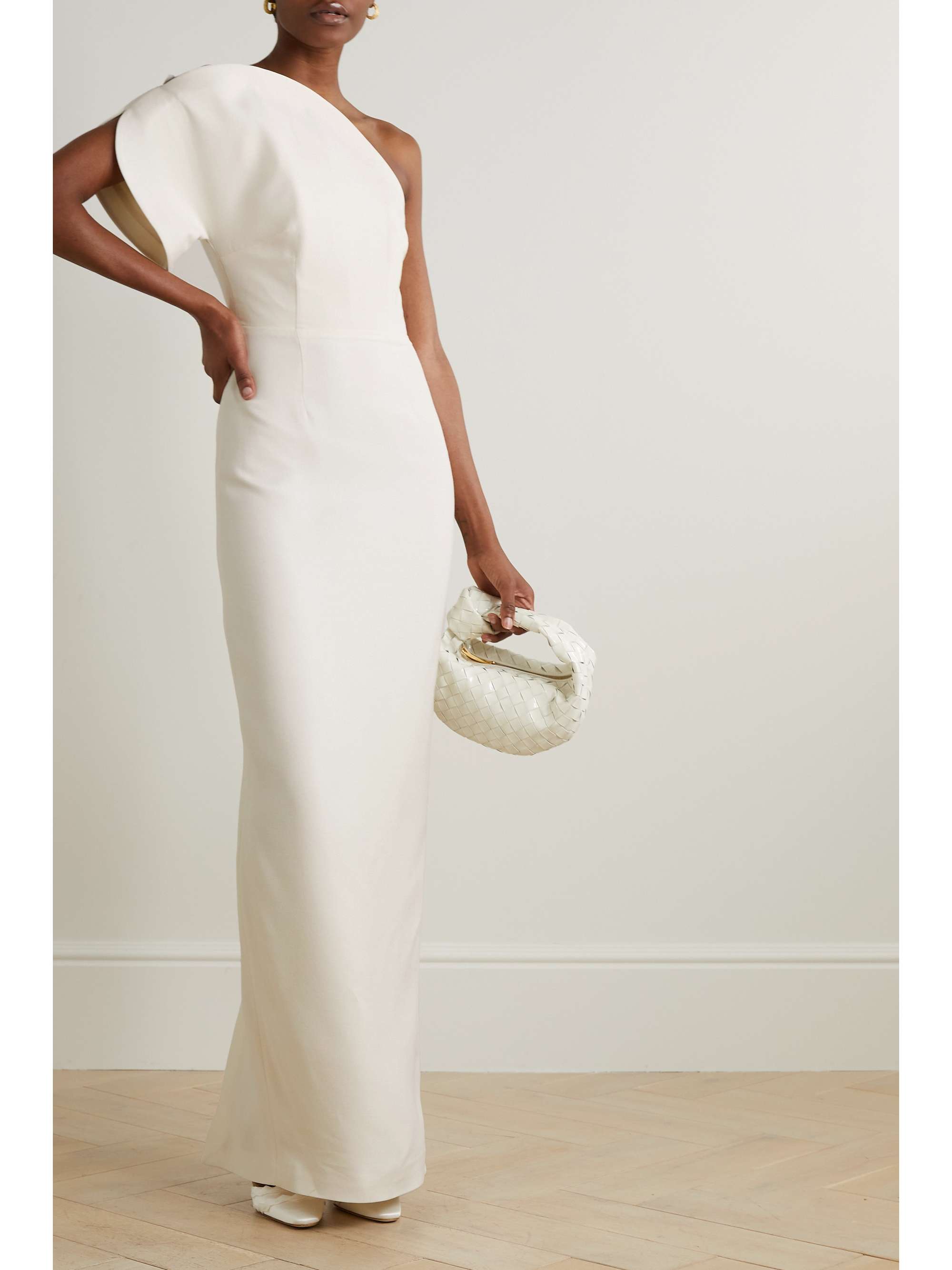 ROLAND MOURET 单肩羊毛真丝混纺礼服