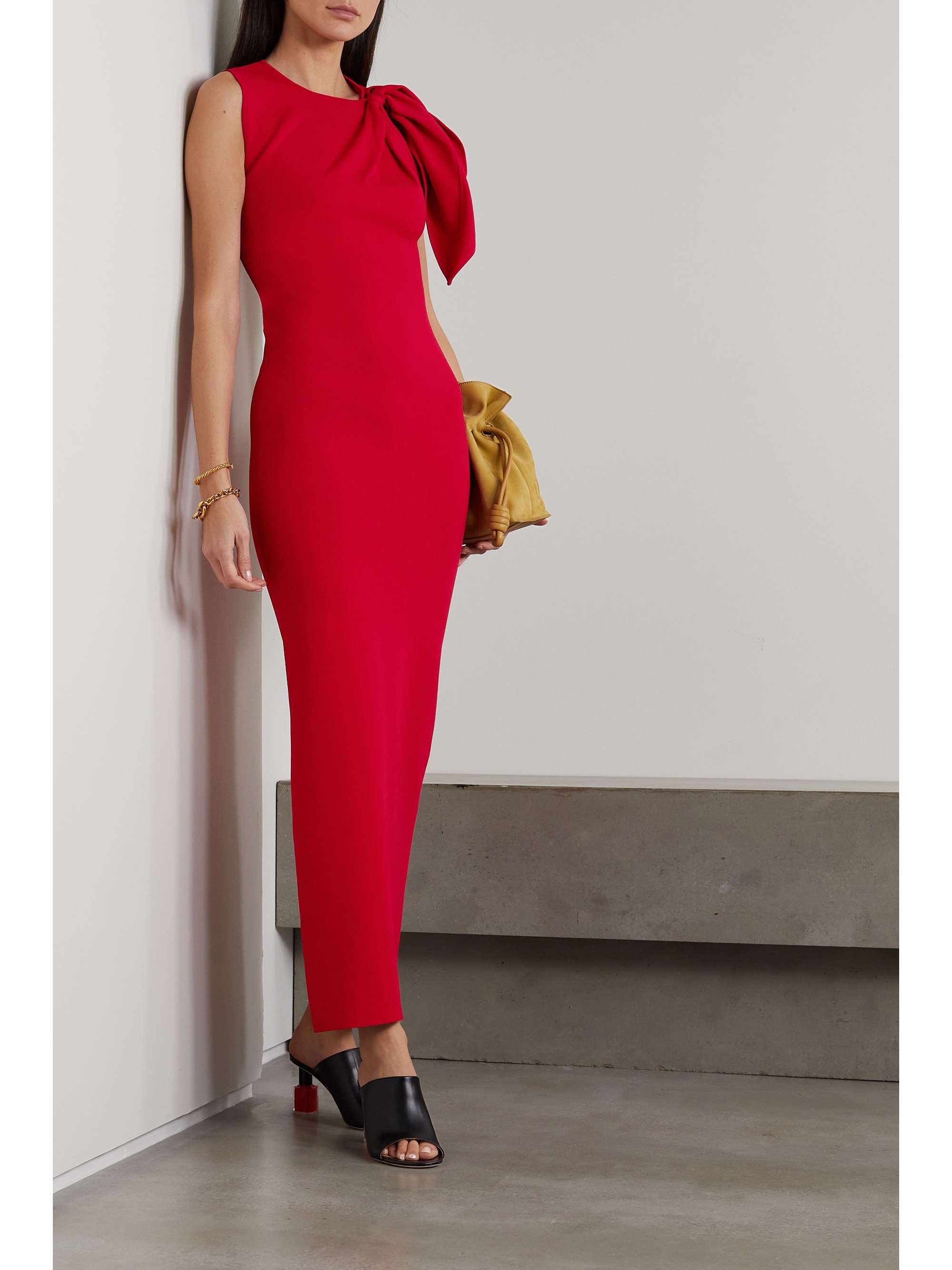 ROLAND MOURET 레이디 노티드 스트레치 저지 맥시 드레스