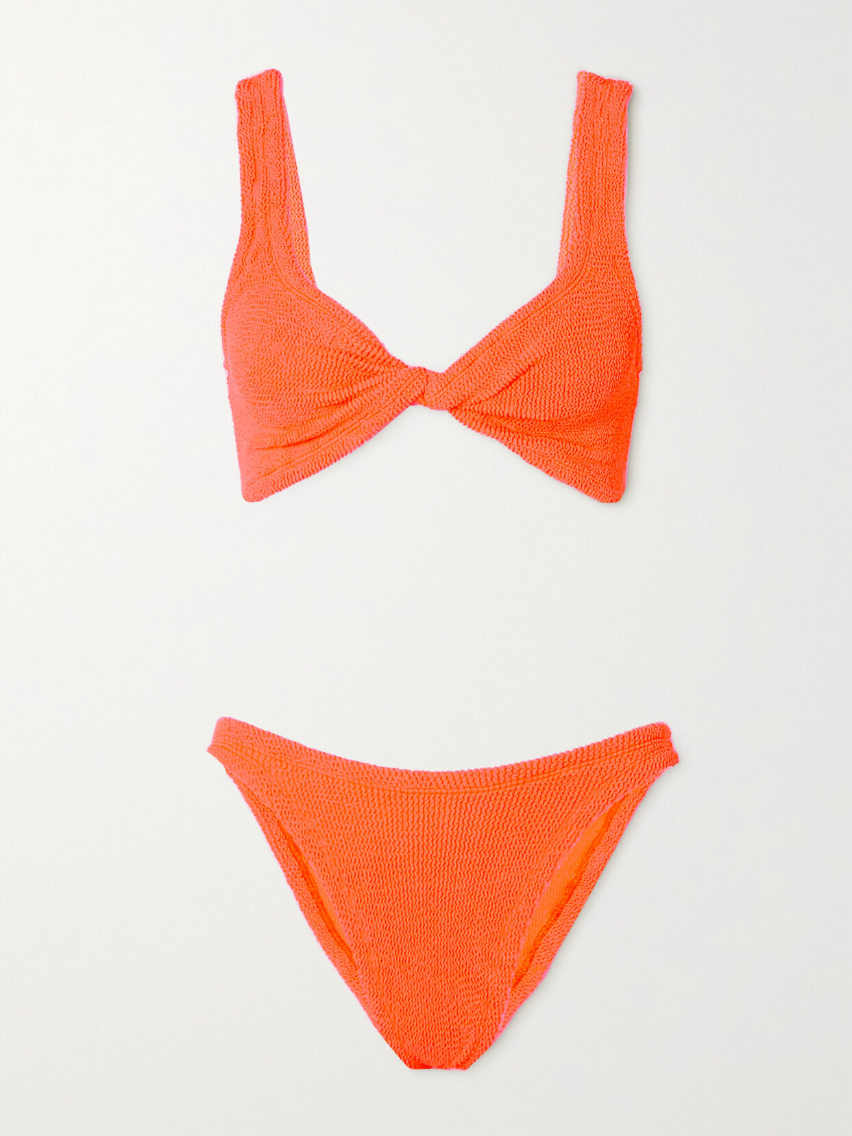 Hunza G - + Net Sustain Juno Twist-front Seersucker Bikini - Orange