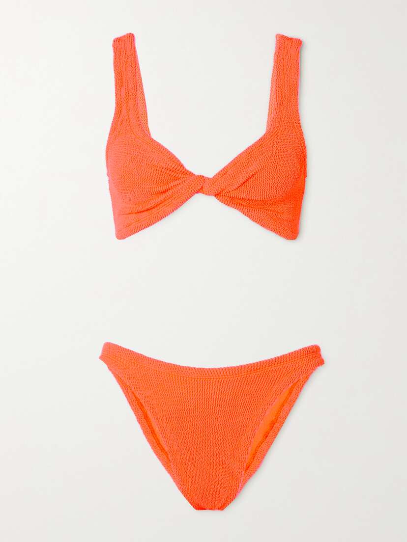 Hunza G + Net Sustain Juno Twist-front Seersucker Bikini