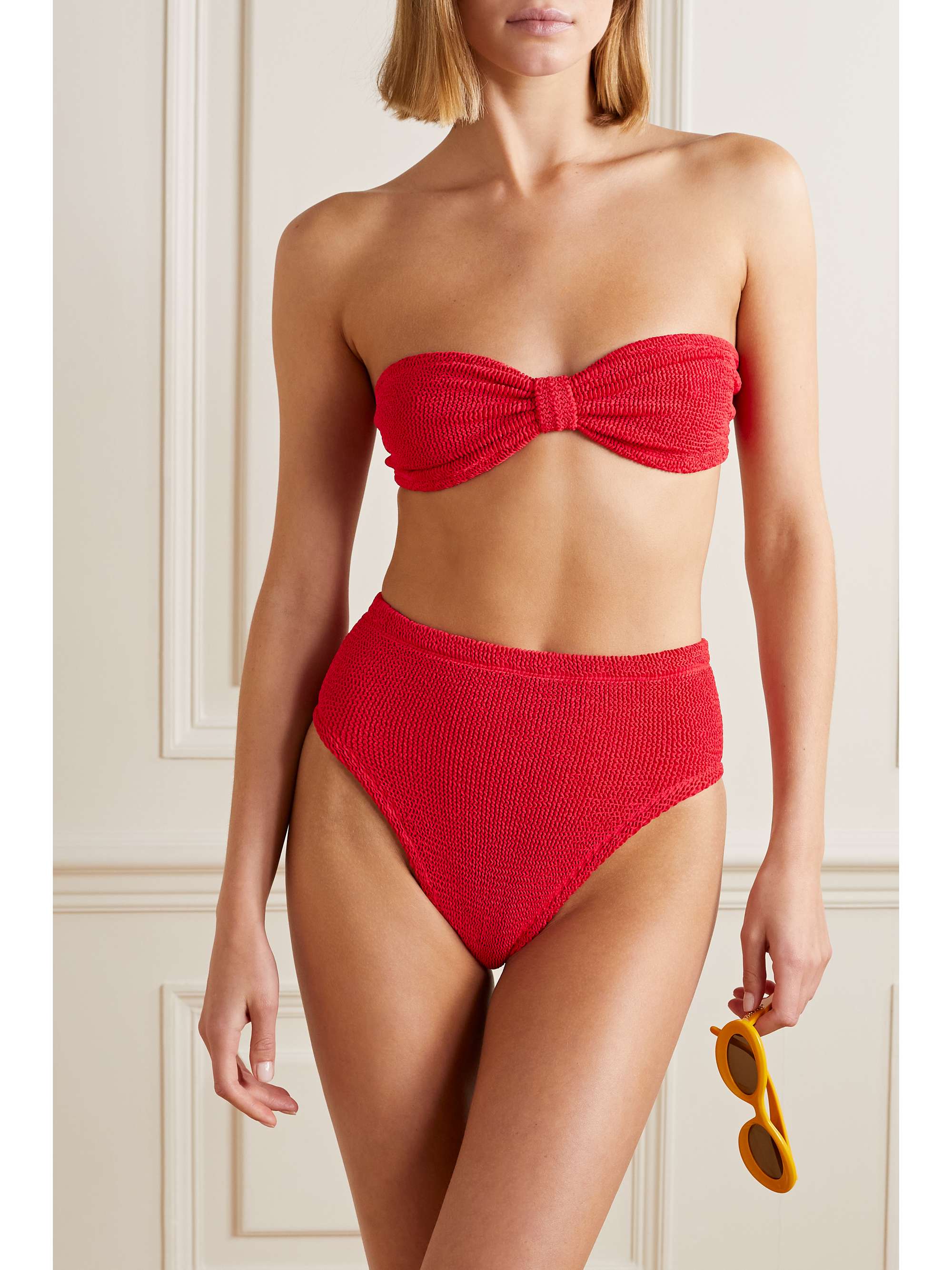 HUNZA G Ruby seersucker bandeau bikini